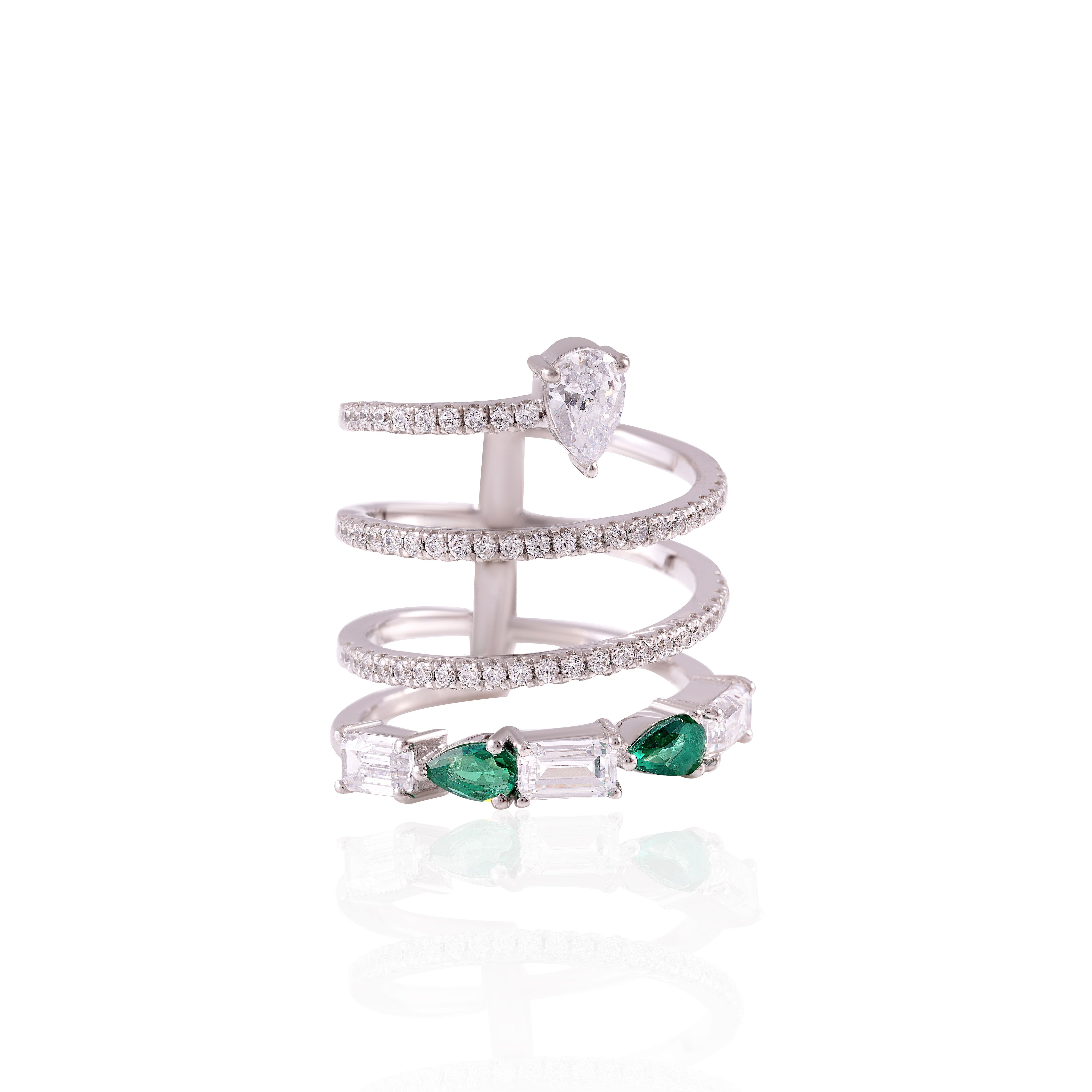 Tidal Emerald Wrap Ring