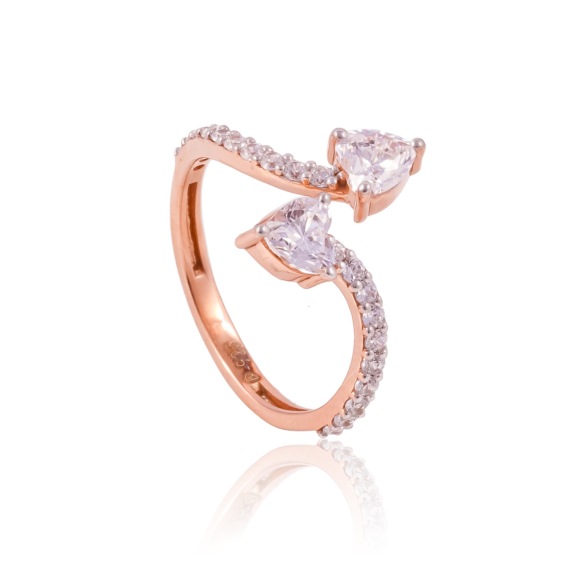 Avec Deux Heart Ring