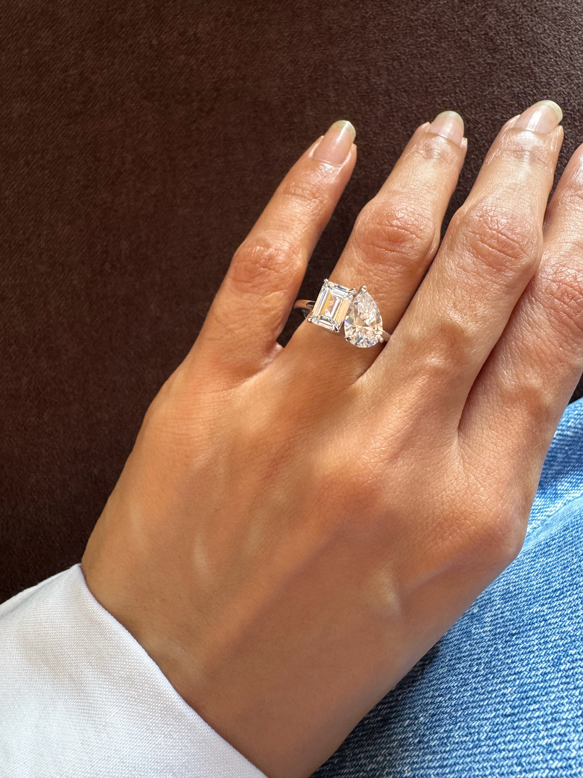Classic Emerald Pear Toi Et Moi Ring