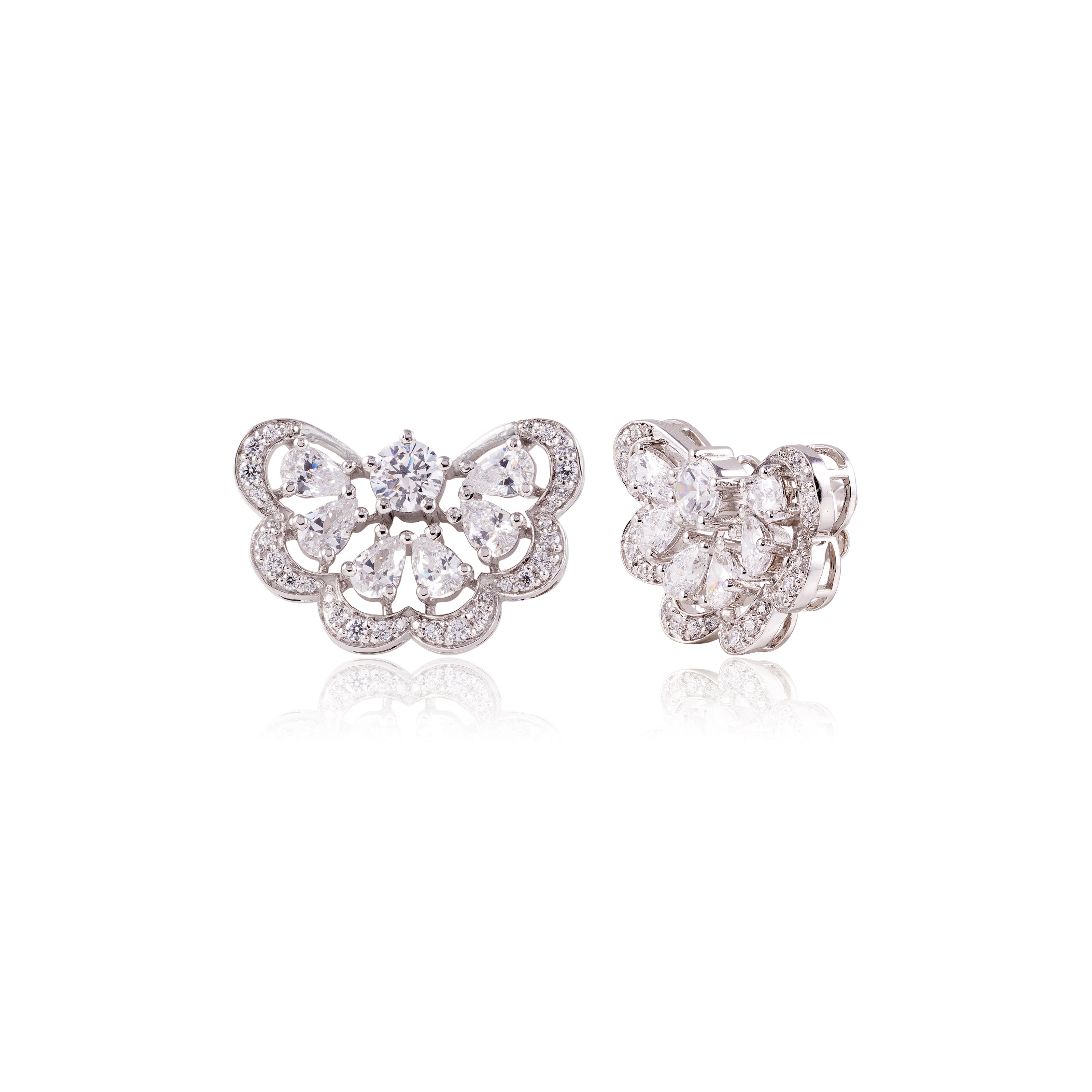 Fleuris Half Diamond Studs