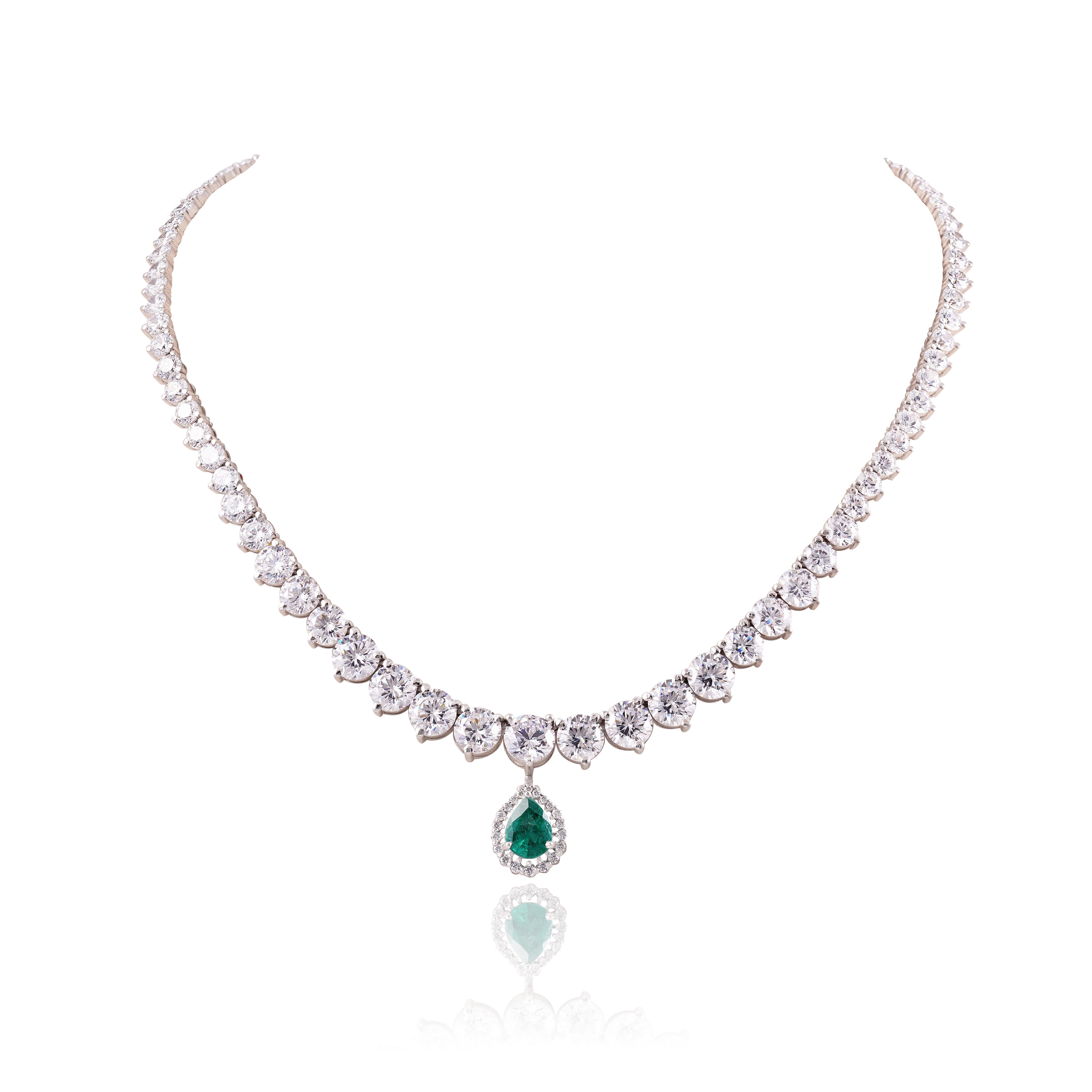 Graduated Round Solitaire Drop Necklace