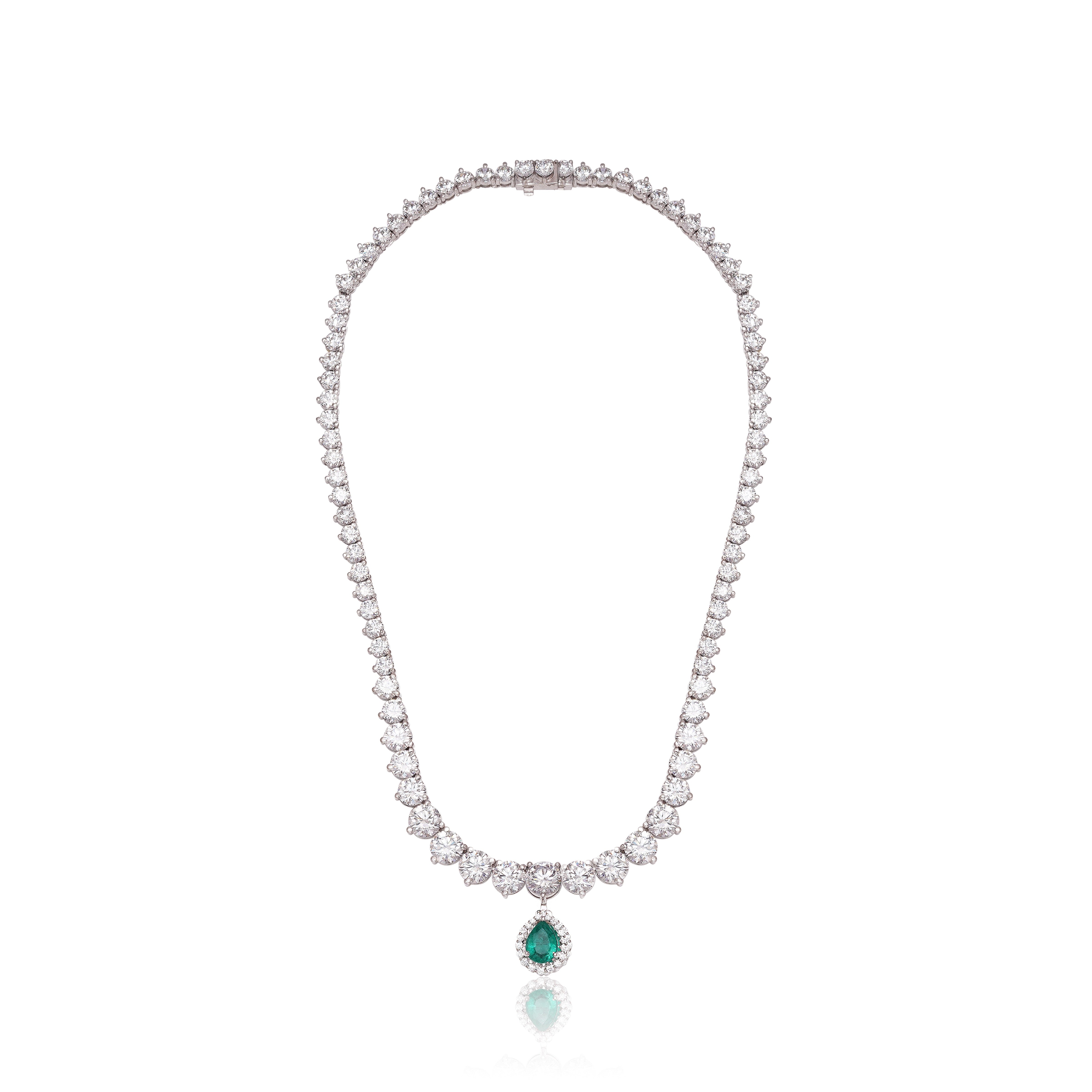 Graduated Round Solitaire Drop Necklace