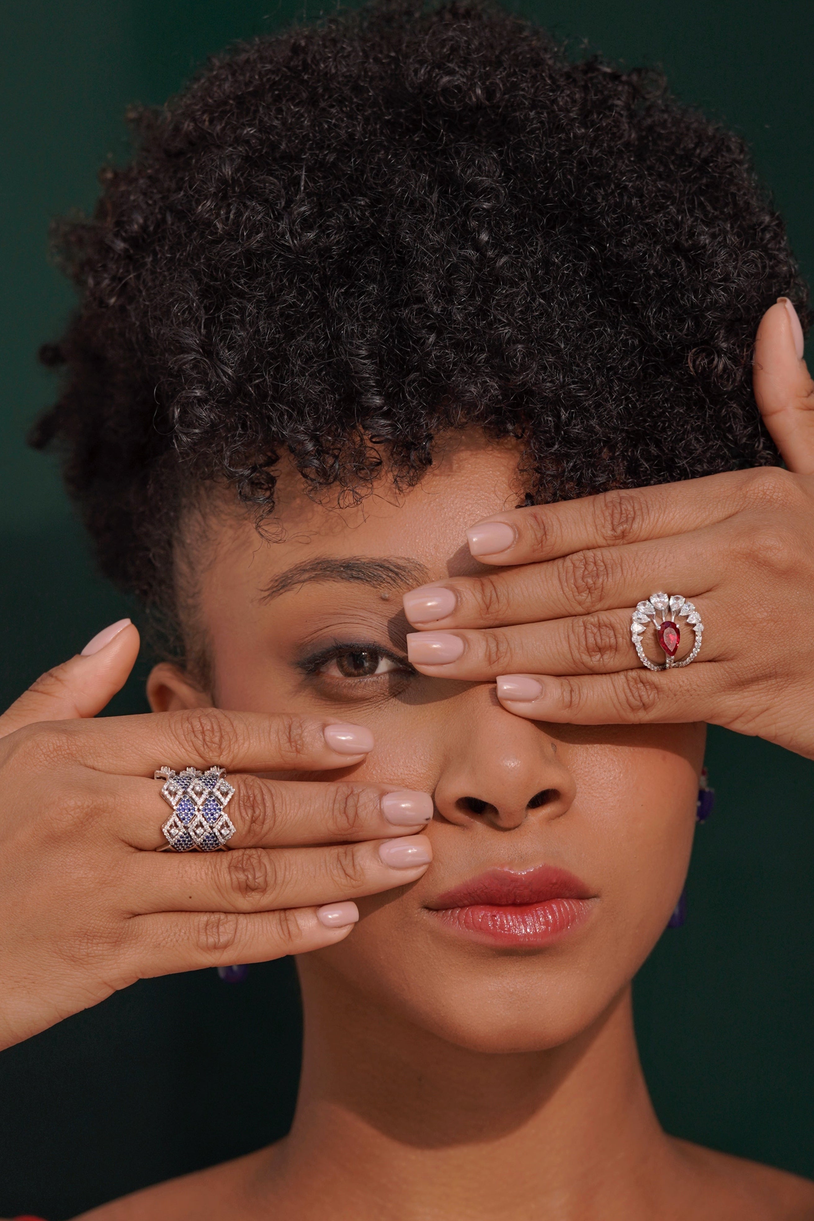 Imported CZ OBSIDIAN Blue Stone RING