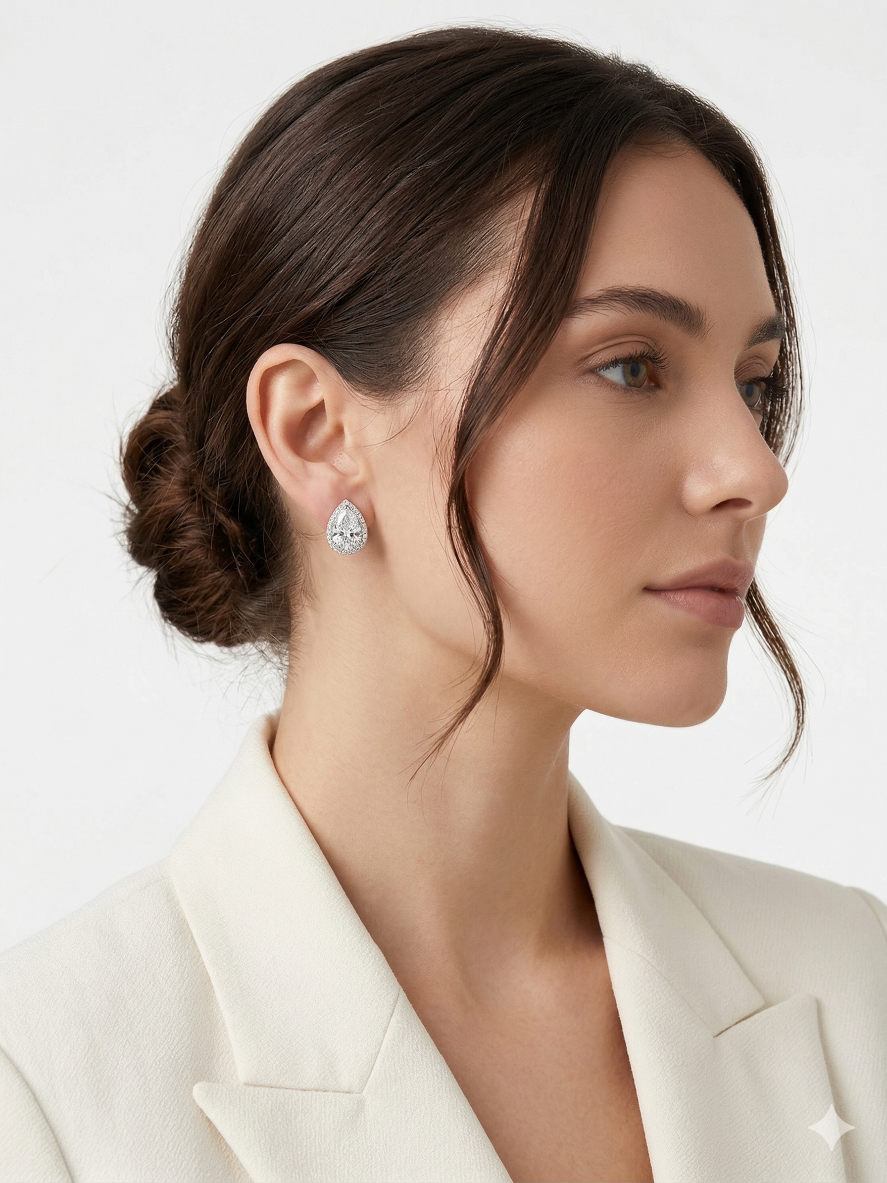 Pear Solitaire Studs