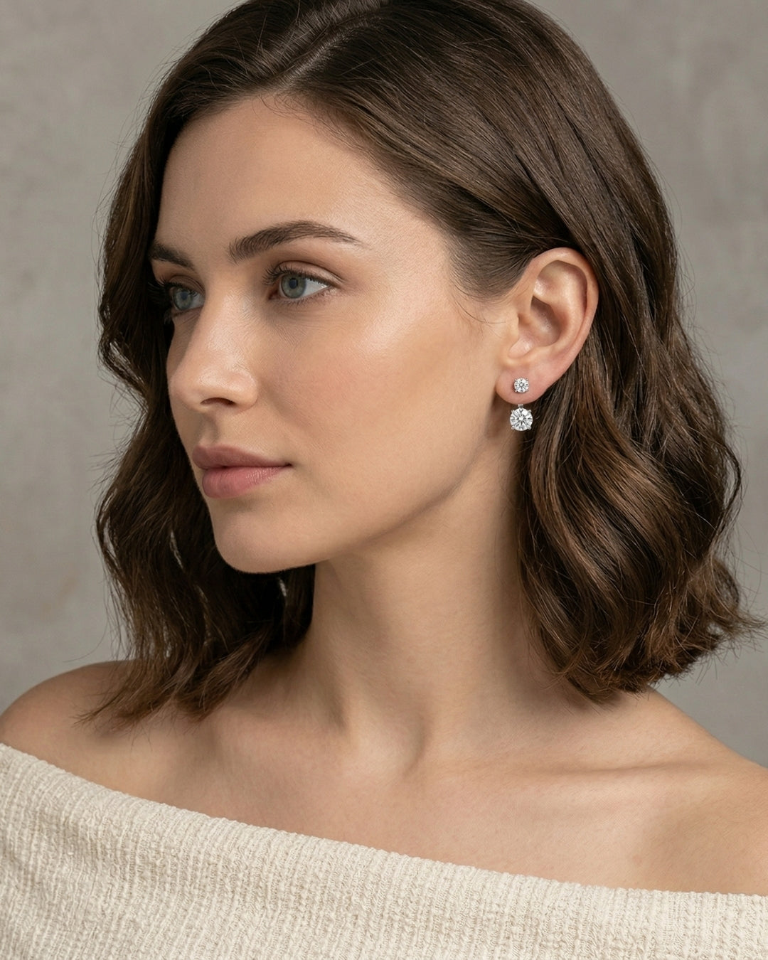 Round Detachable Solitaire Studs