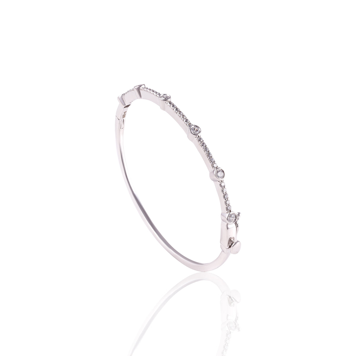 Serelle Round Bezel Pavé Cuff Bracelet