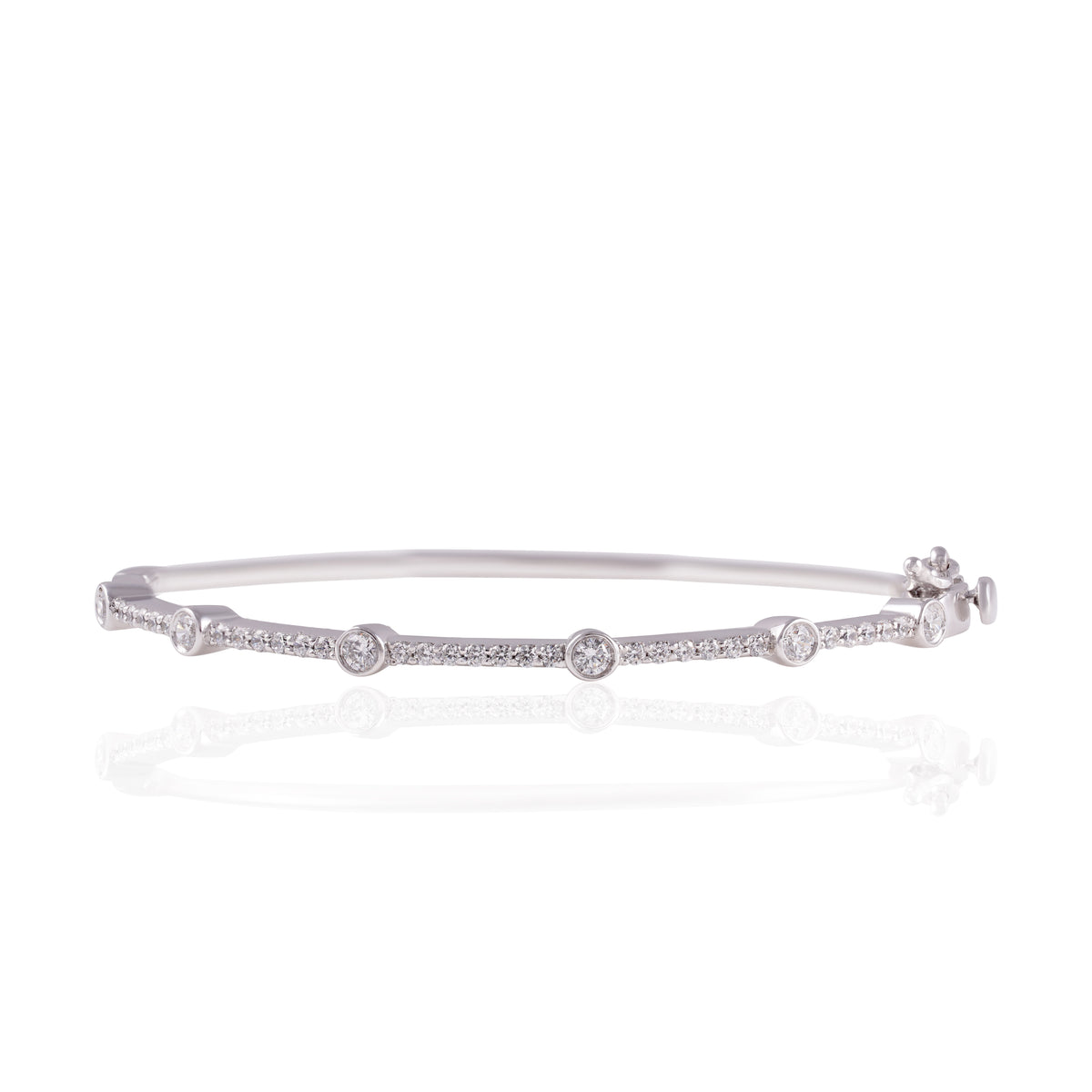 Serelle Round Bezel Pavé Cuff Bracelet