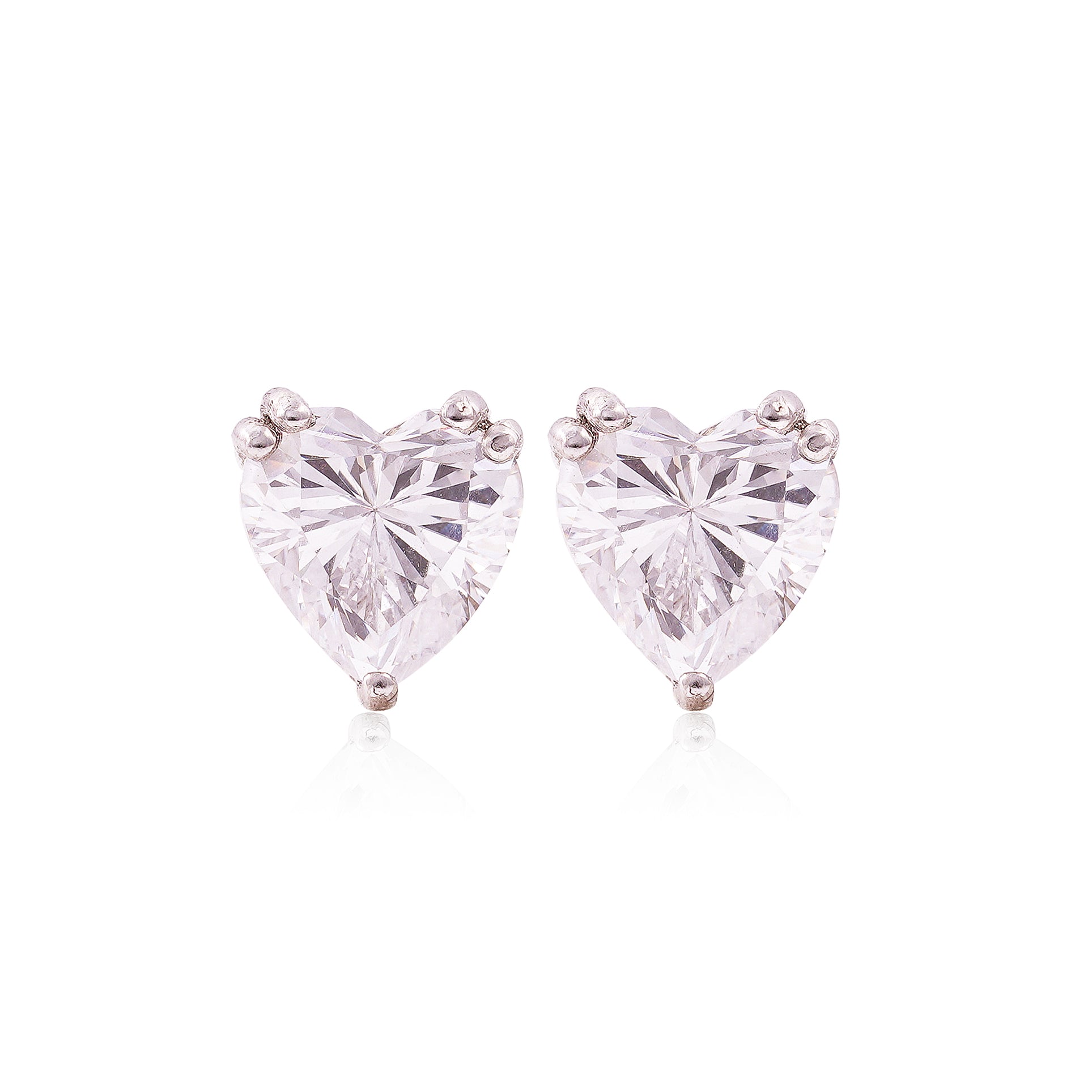 2 CT Heart Solitaire Studs