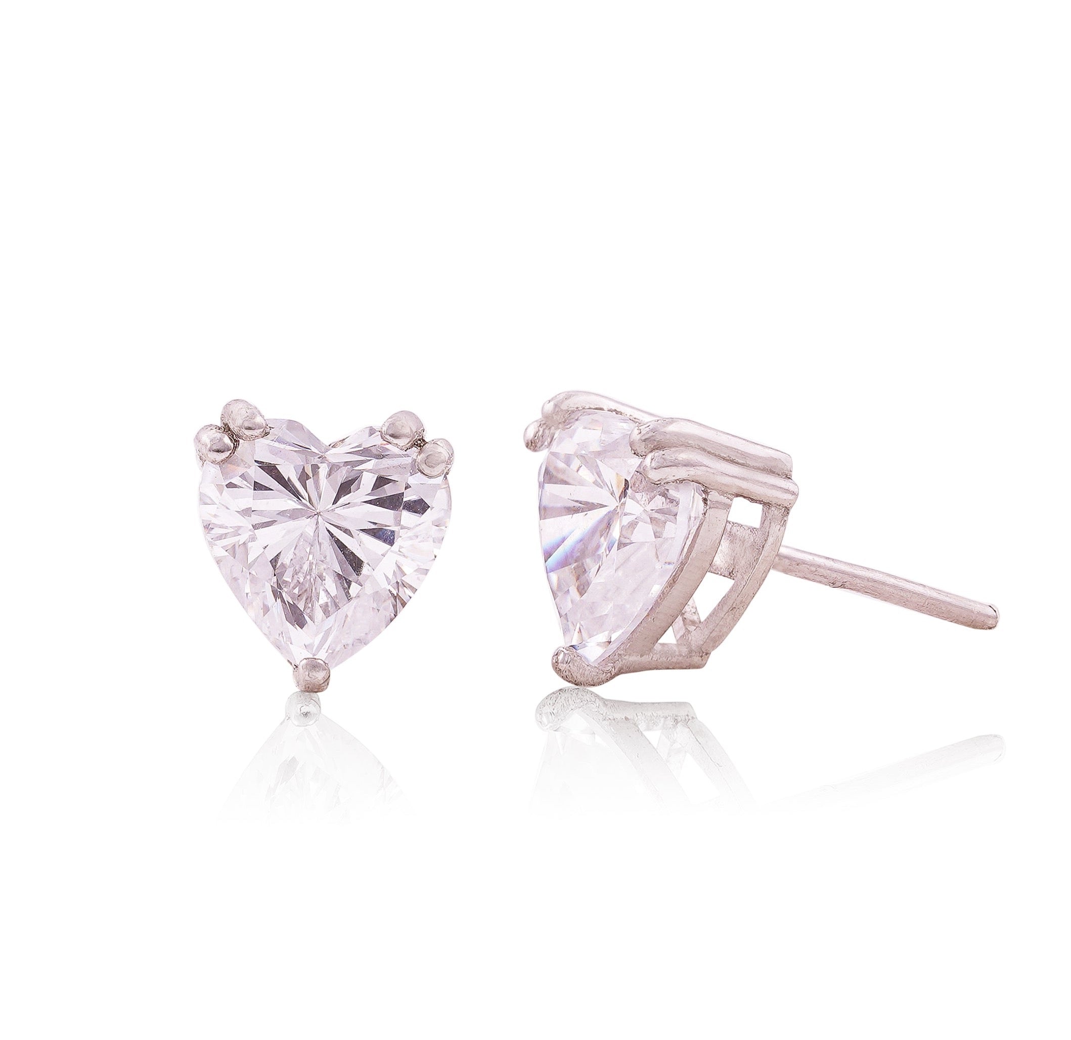 2 CT Heart Solitaire Studs