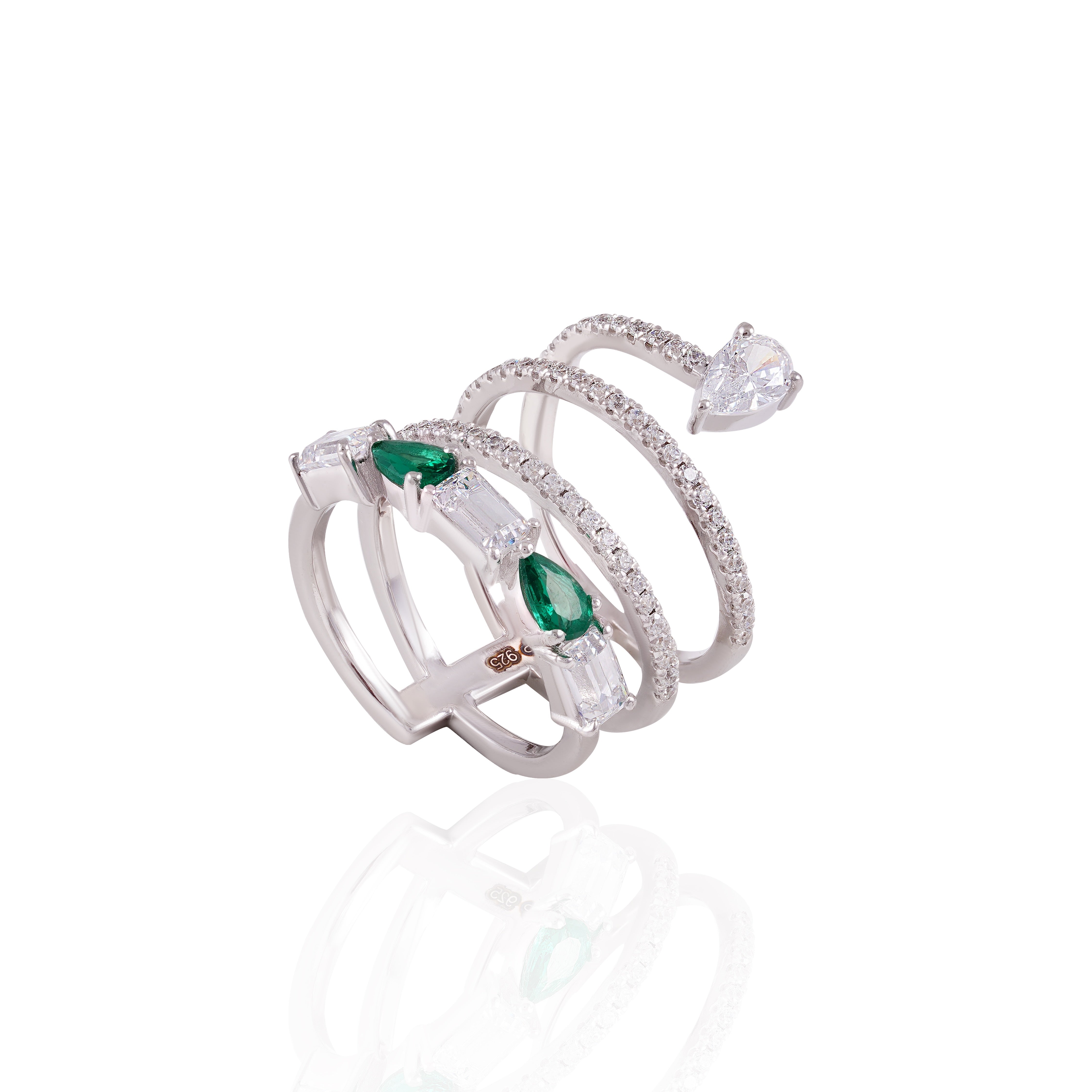 Tidal Emerald Wrap Ring
