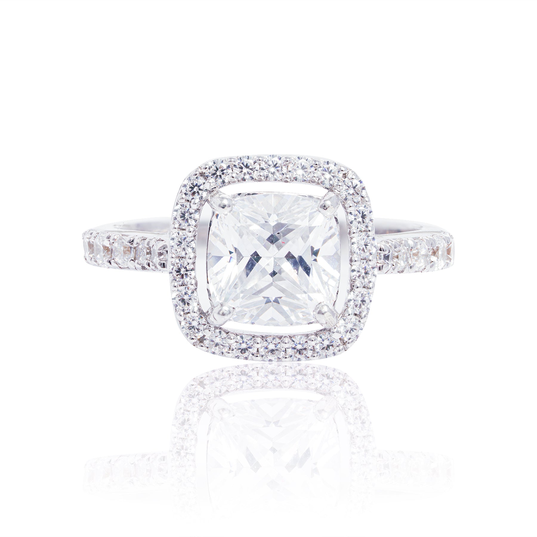 Cushion Halo Solitaire Ring