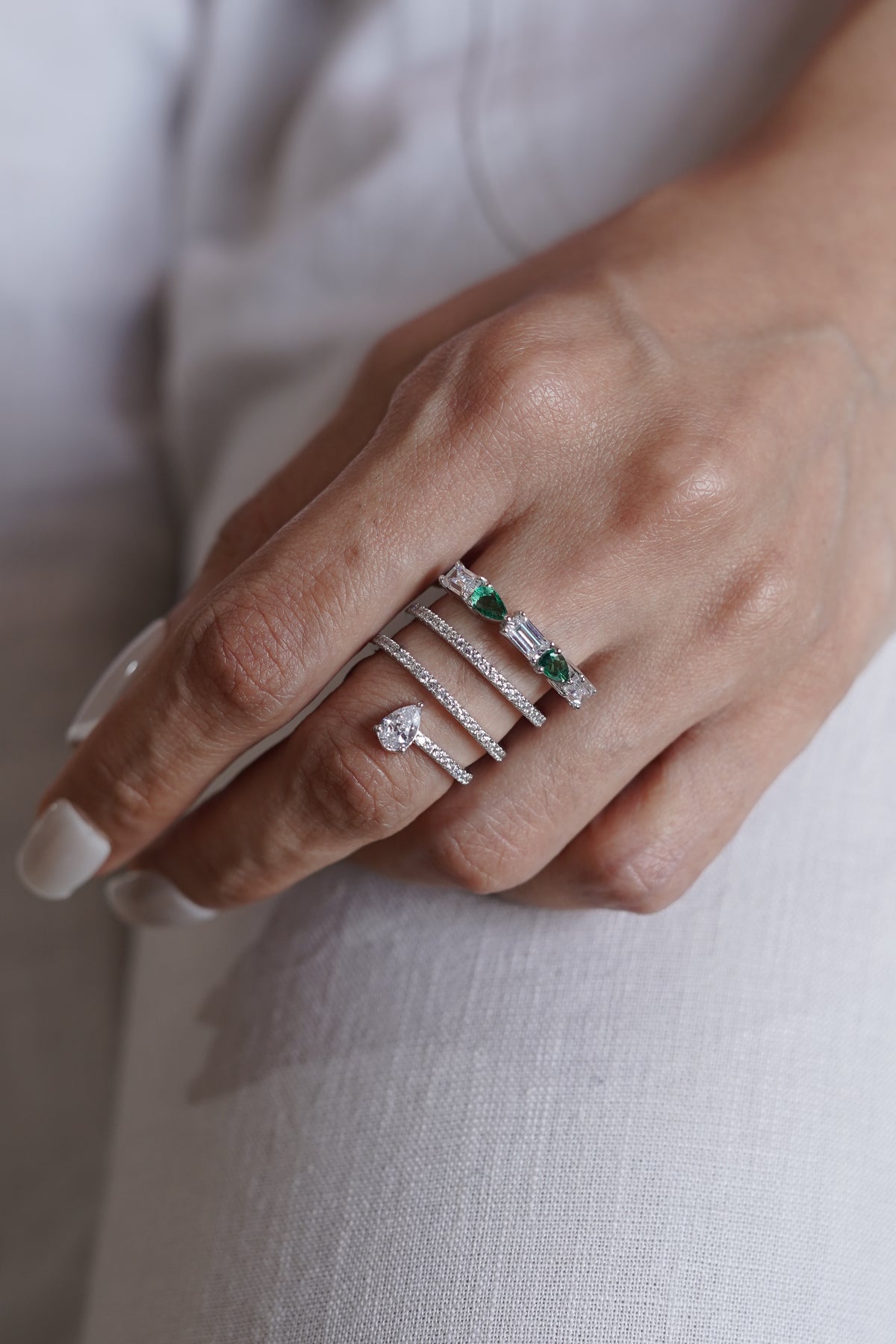 Tidal Emerald Wrap Ring