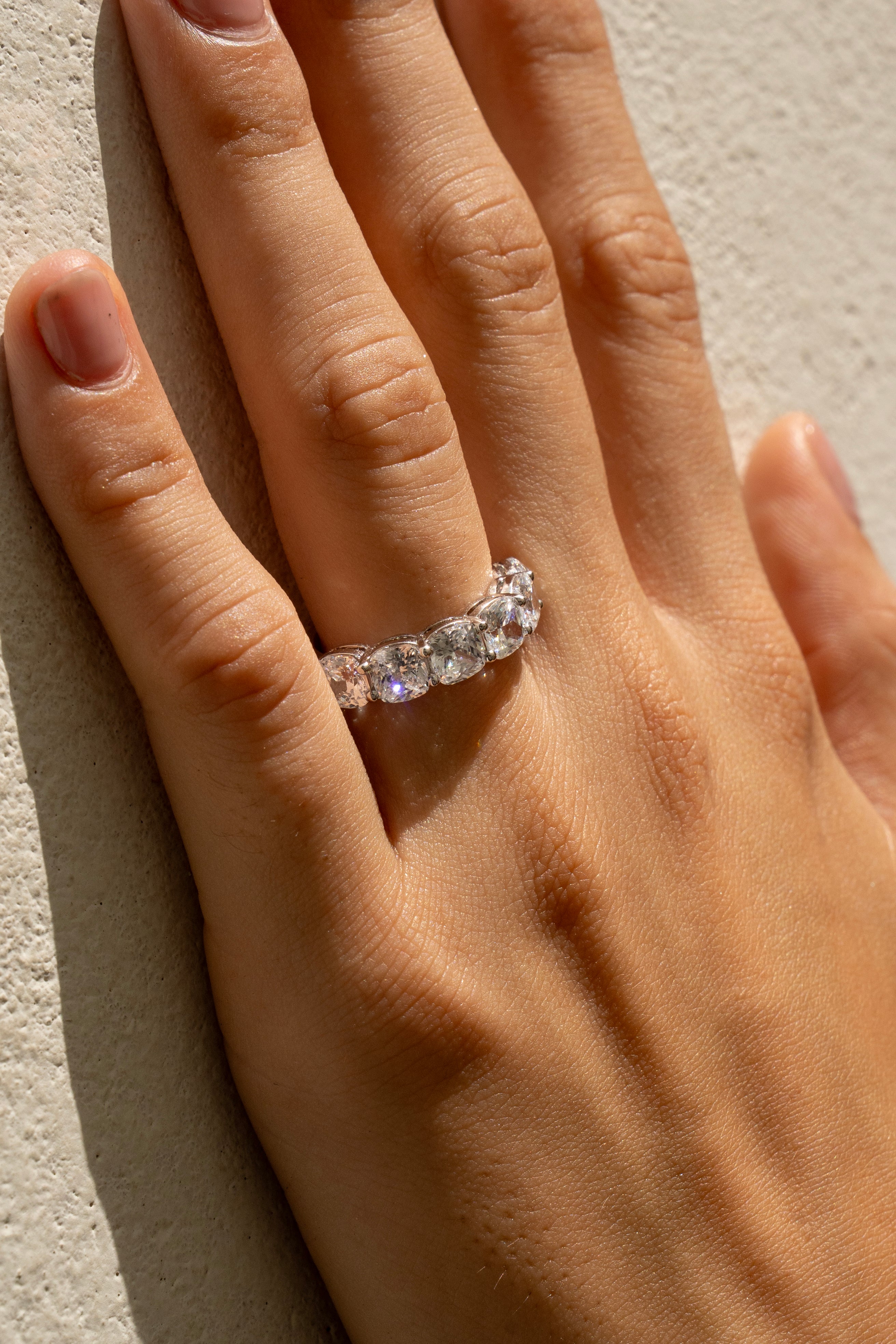 Cushion Shape Half Eternity Band