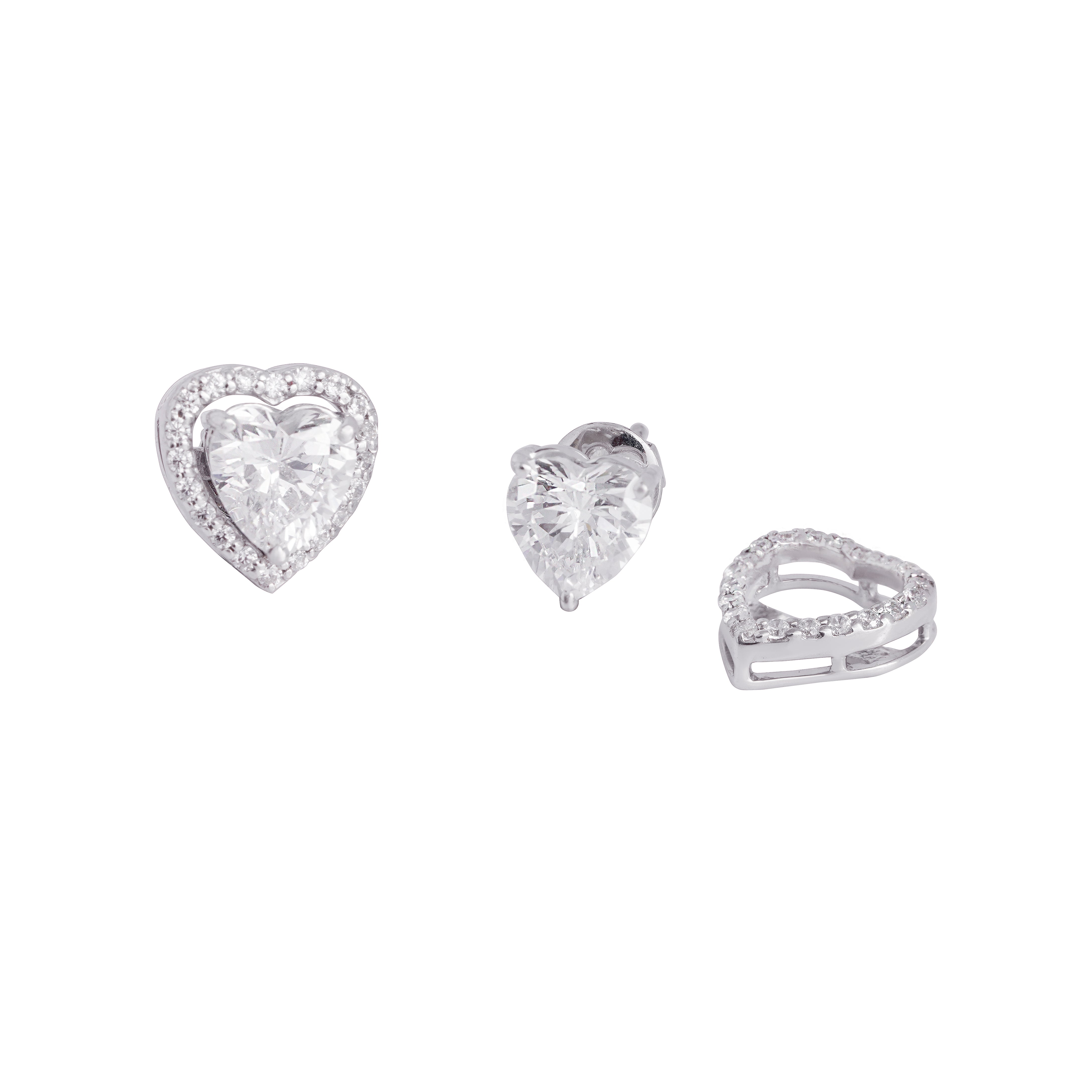 Detachable Heart Halo Solitaire Studs