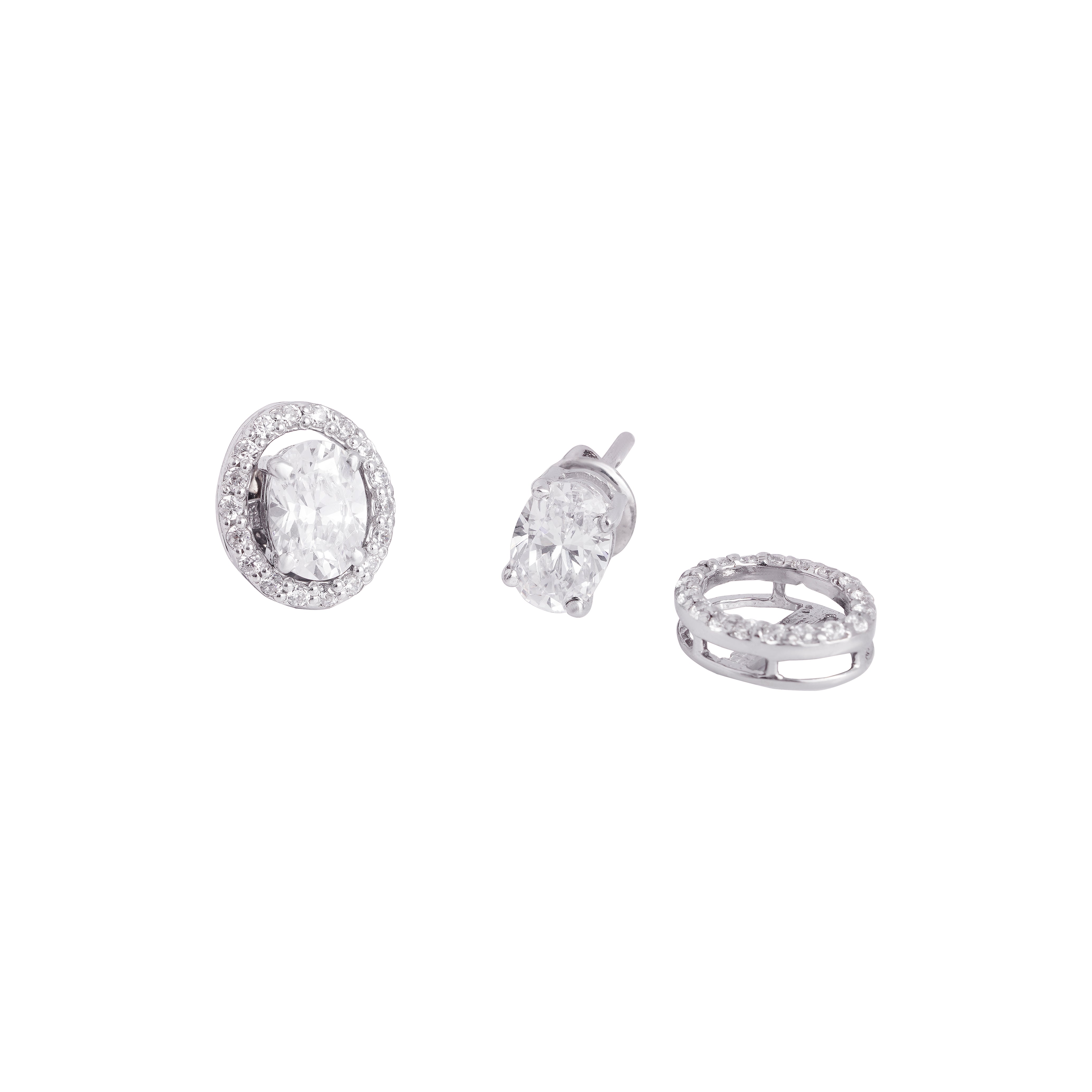 Detachable Oval Halo Solitaire Studs