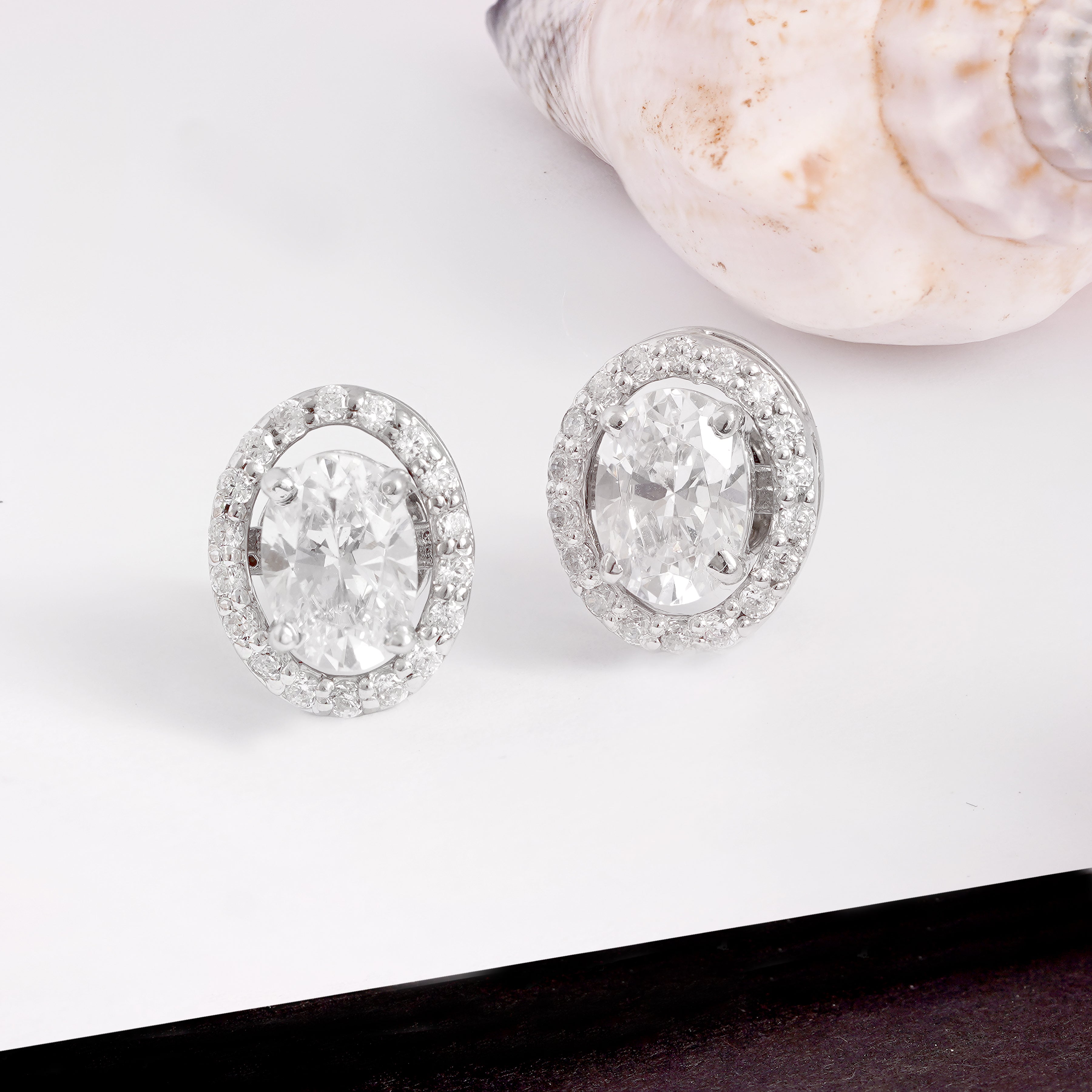 Detachable Oval Halo Solitaire Studs