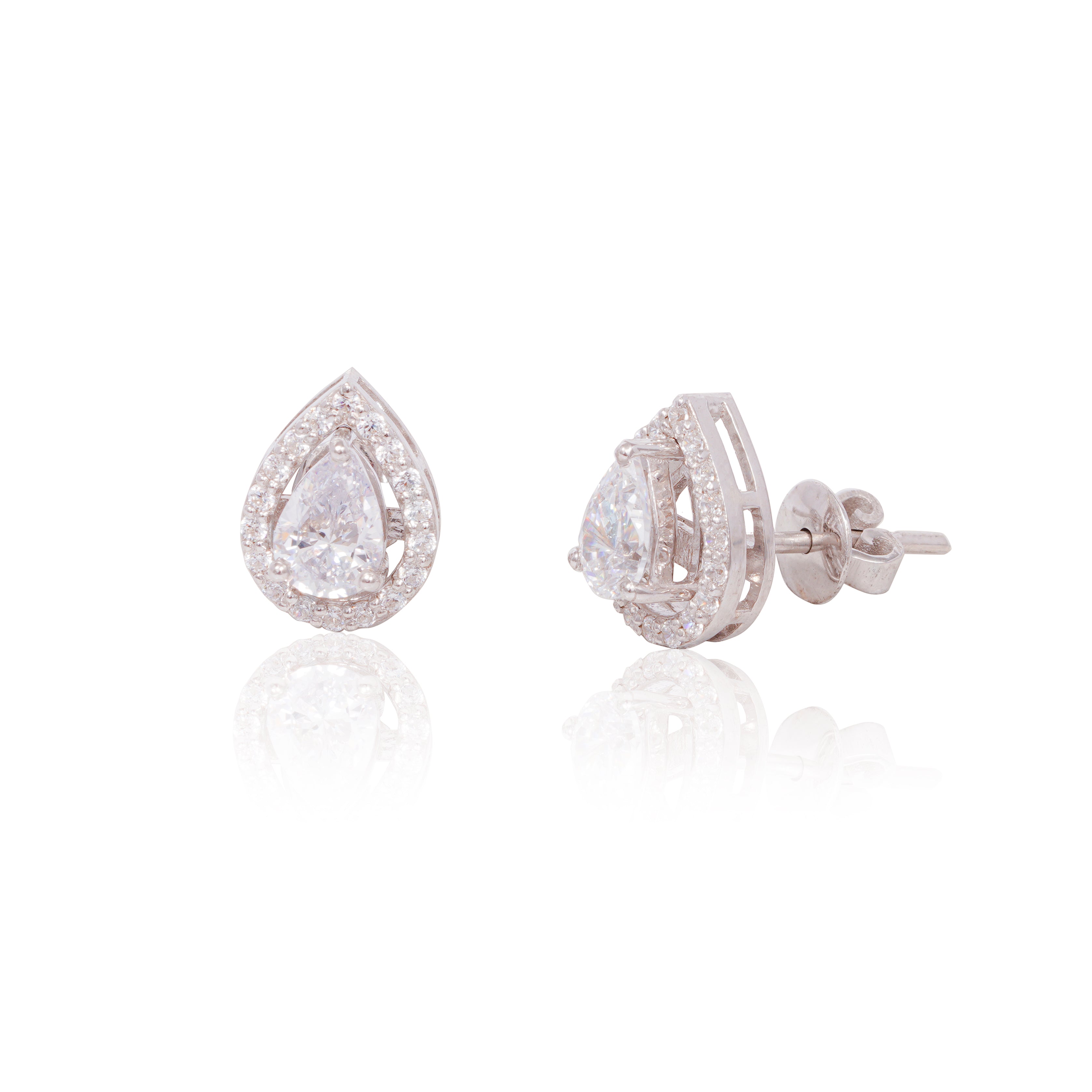 Detachable Pear Halo Solitaire Stud