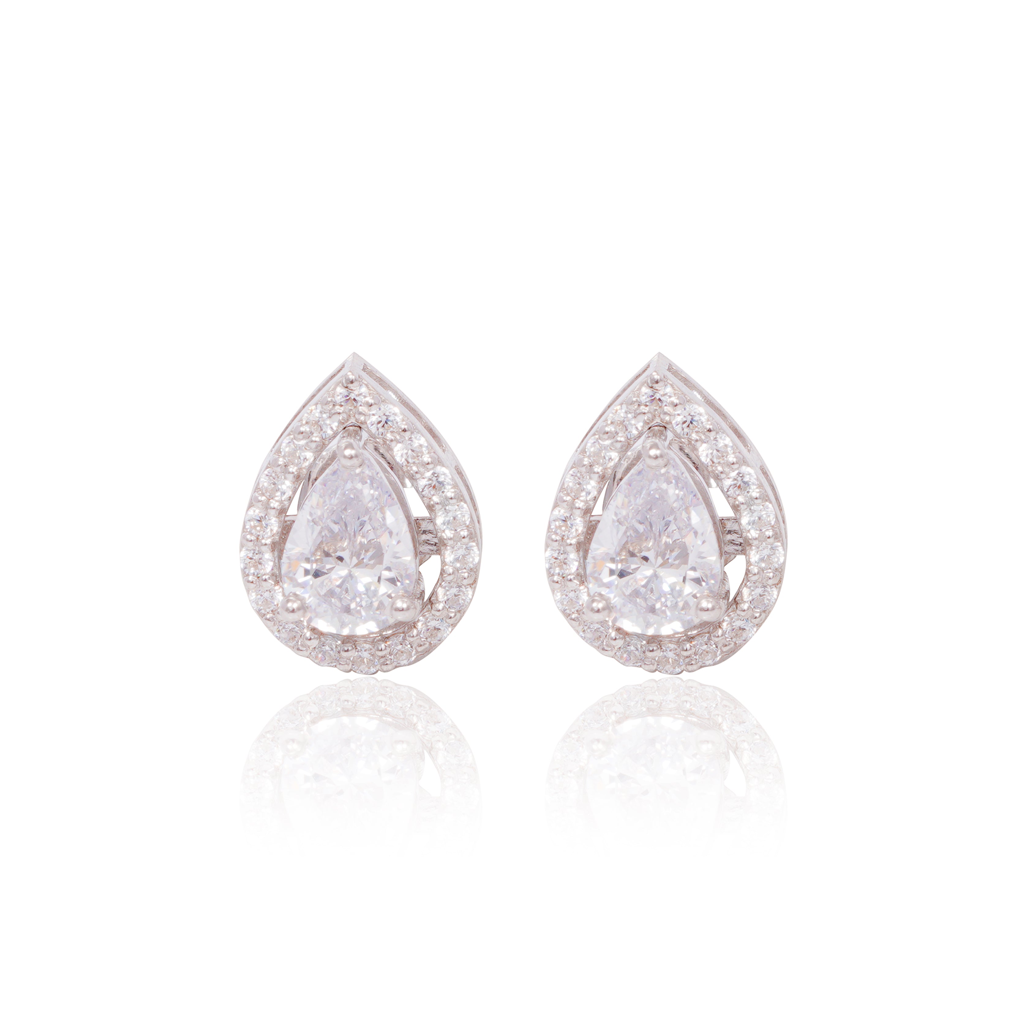 Detachable Pear Halo Solitaire Stud