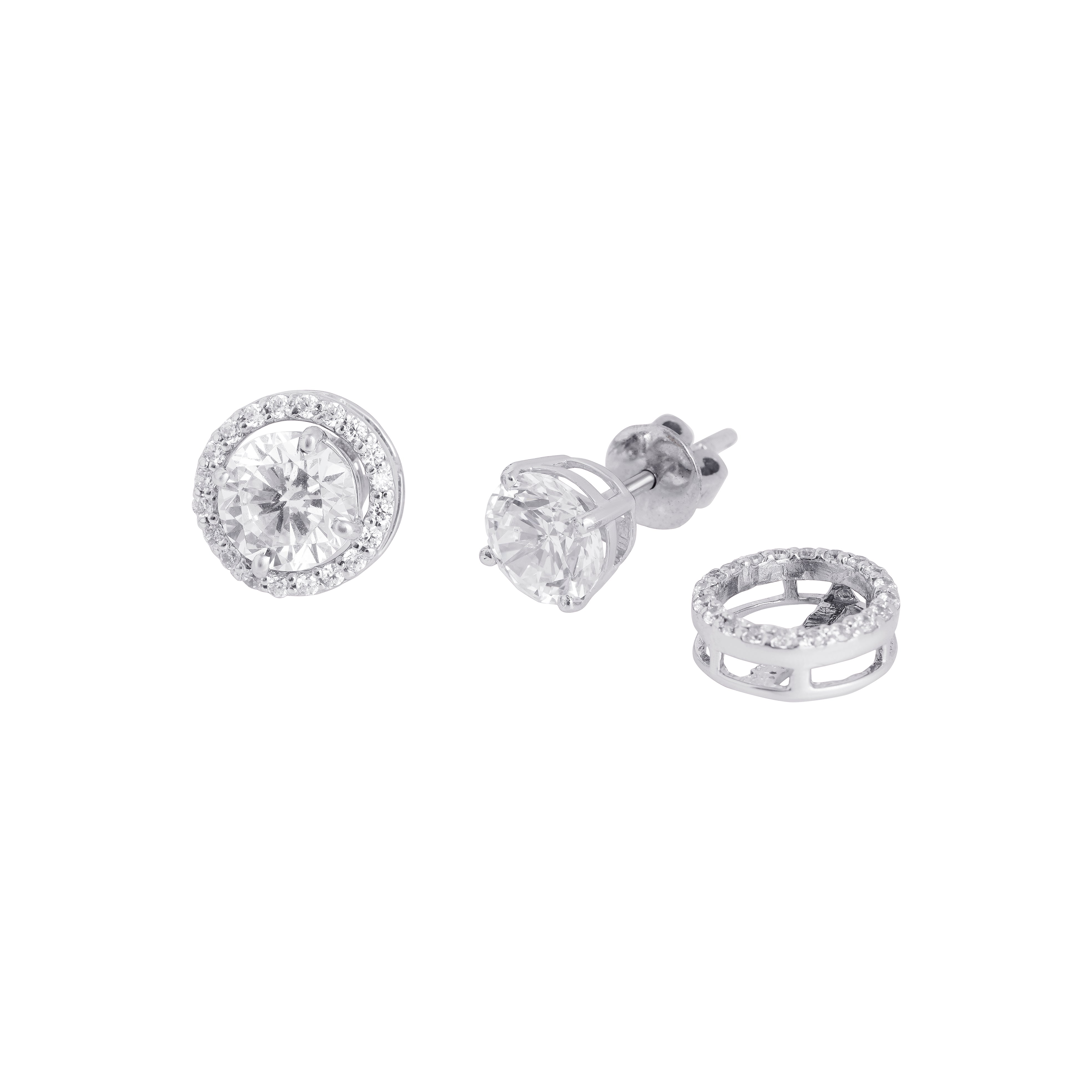 Detachable Round Halo Solitaire Studs