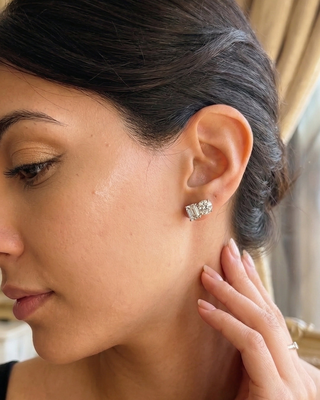 Emerald-Cut and Round Solitaire Studs