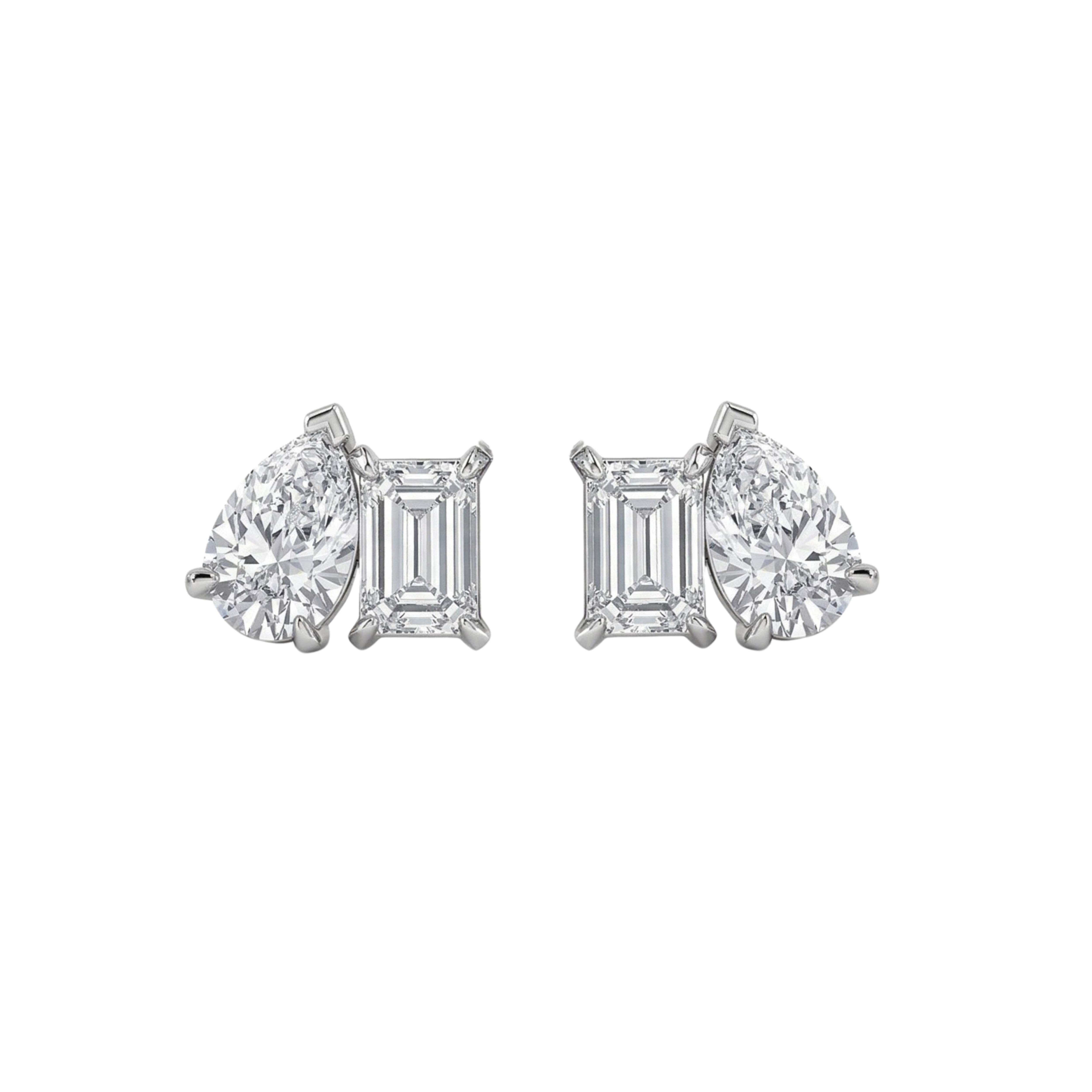 Emerald-Cut and Pear Solitaire Studs