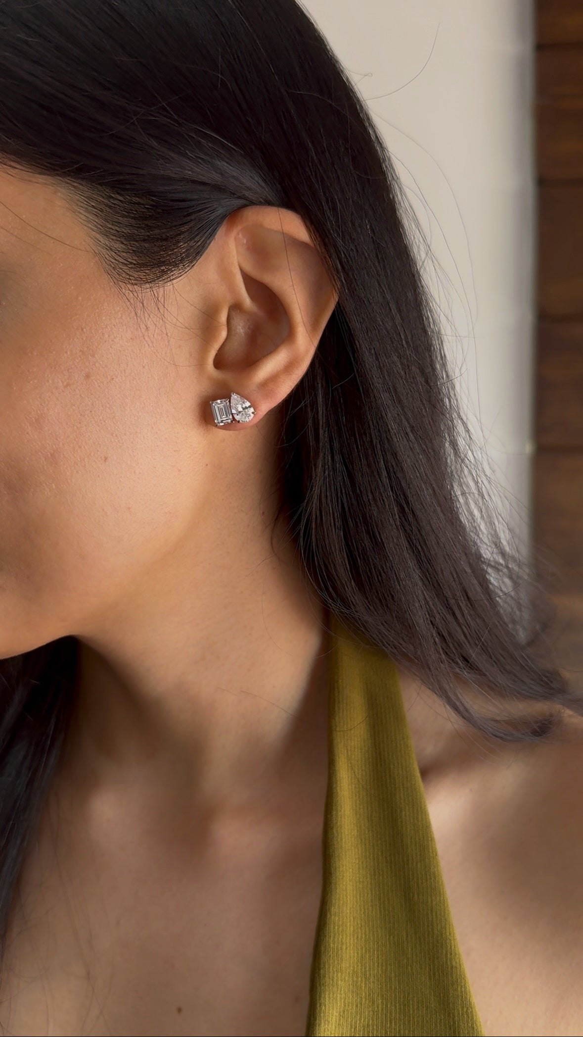 Emerald-Cut and Pear Solitaire Studs