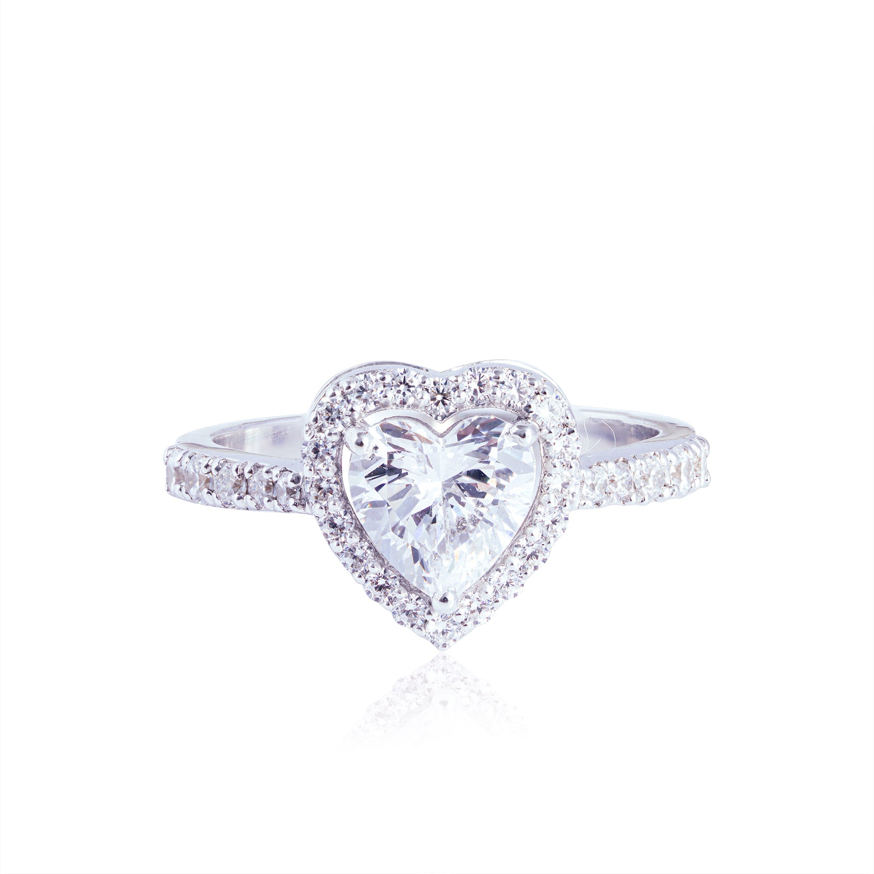 Heart Halo Solitaire Ring