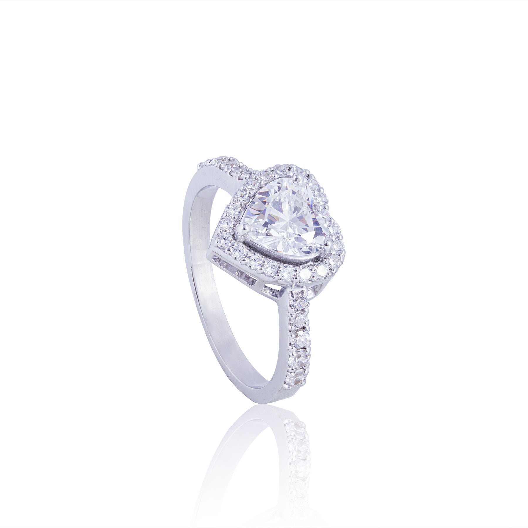 Heart Halo Solitaire Ring