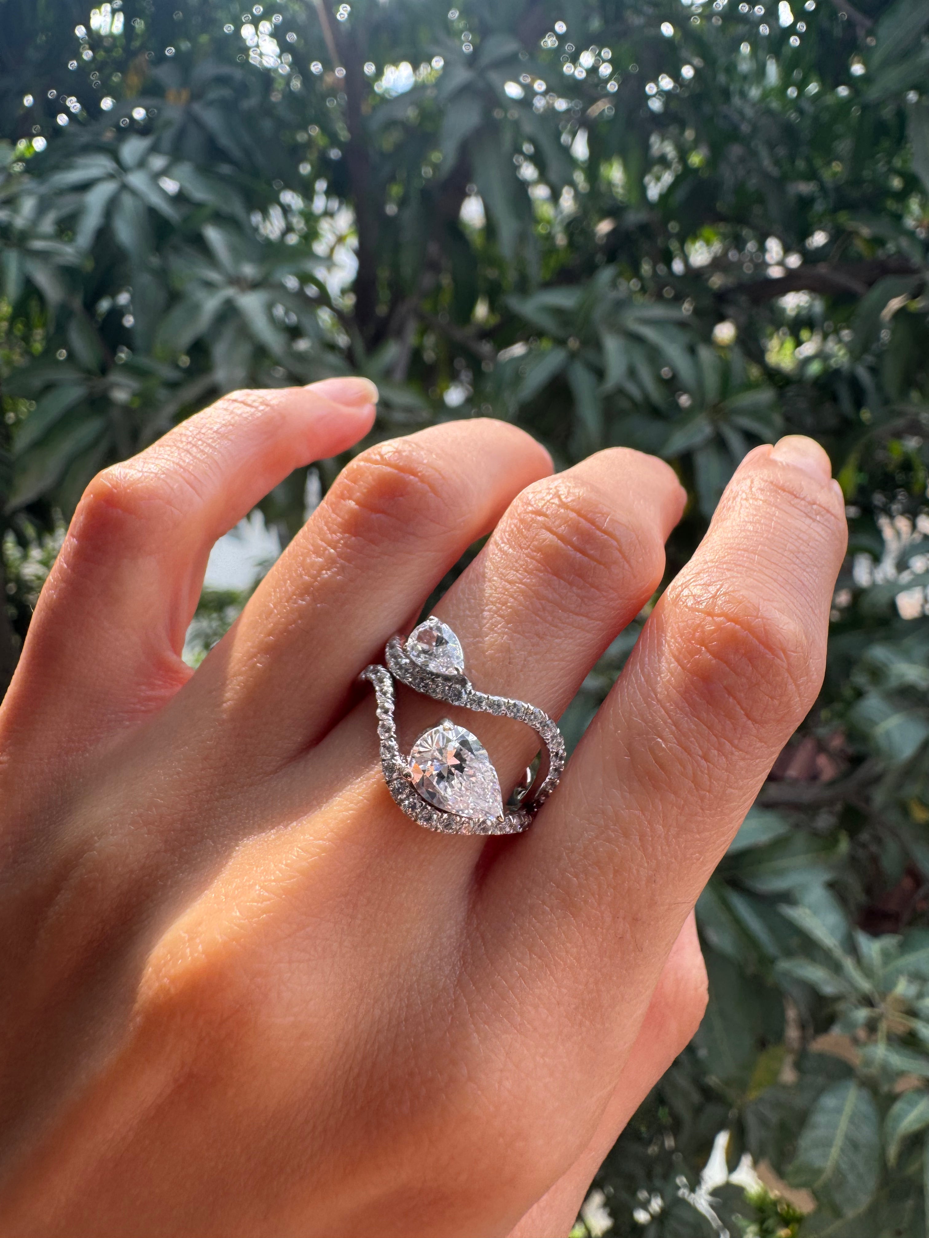 Dual Pear Solitaire Ring