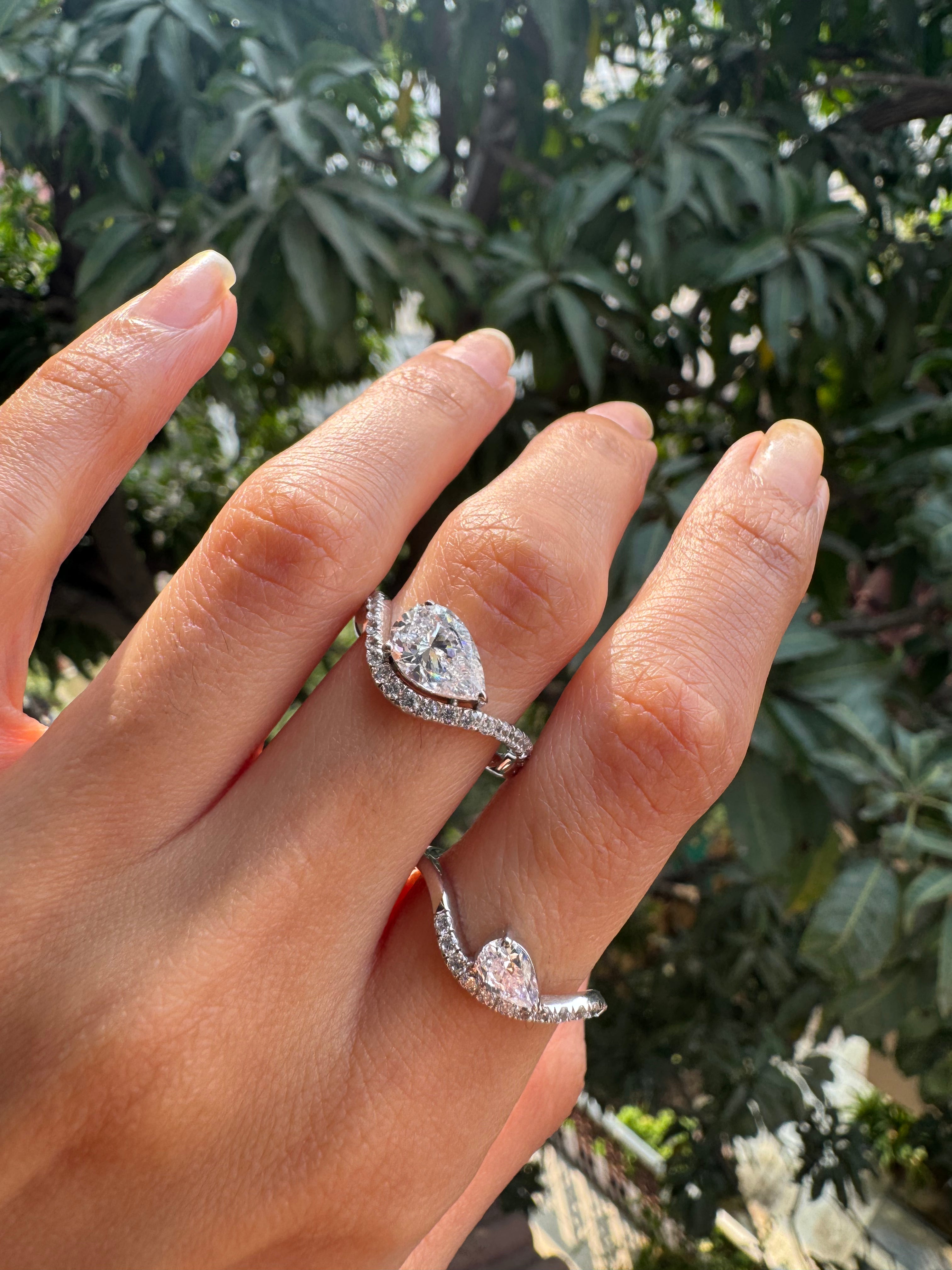 Dual Pear Solitaire Ring