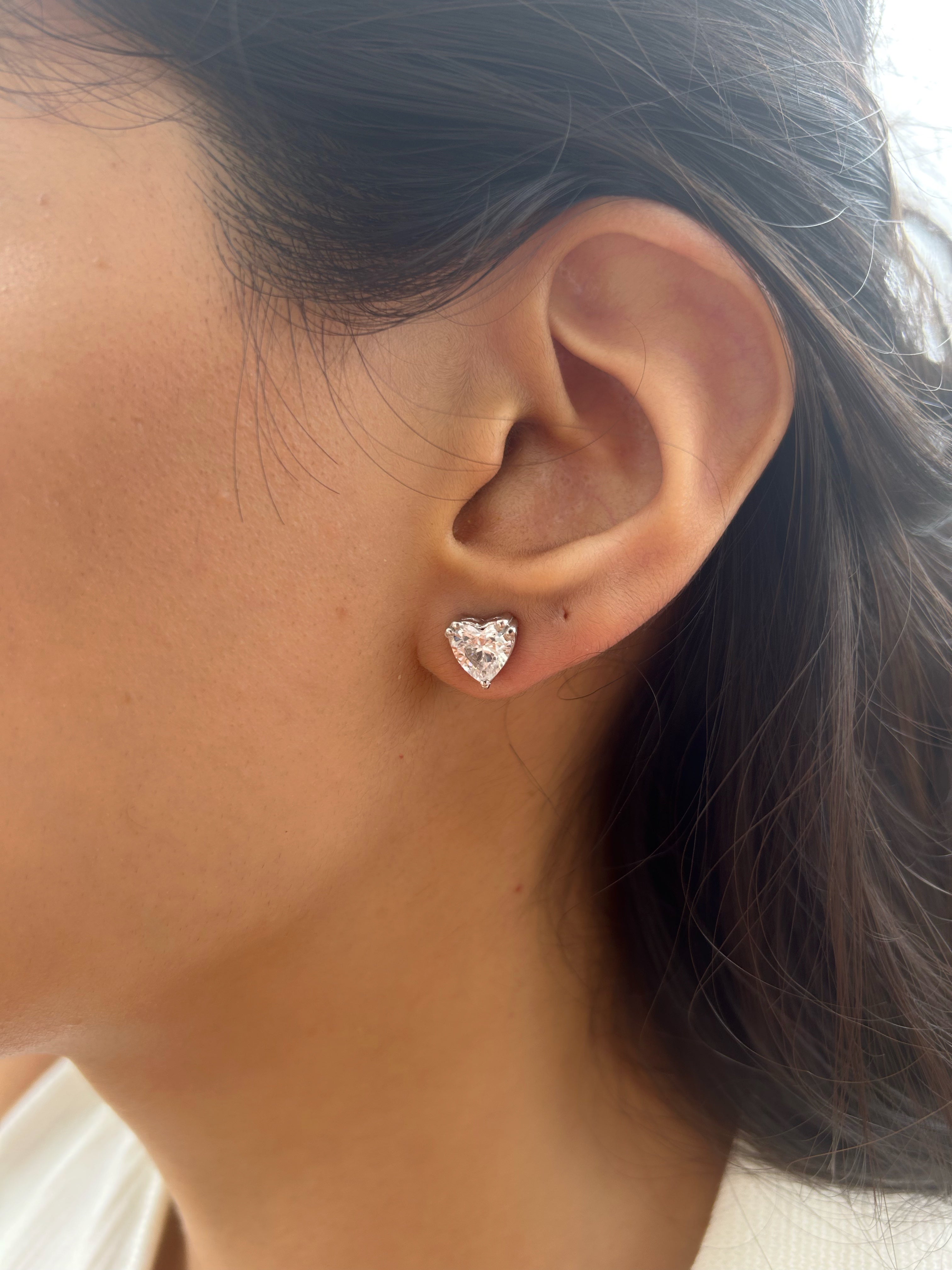 2 CT Heart Solitaire Studs