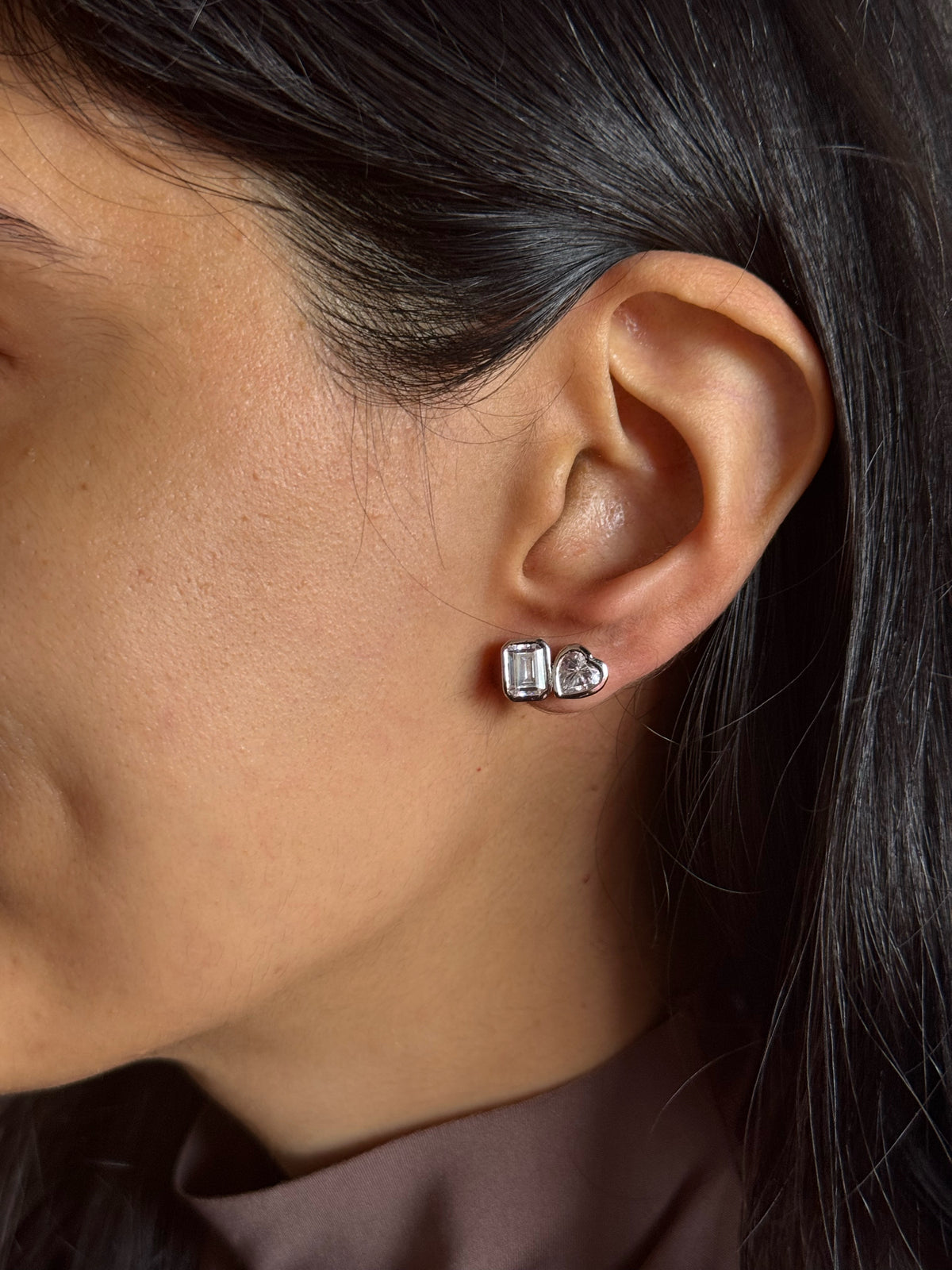 Liora Heart & Emerald Twin Studs
