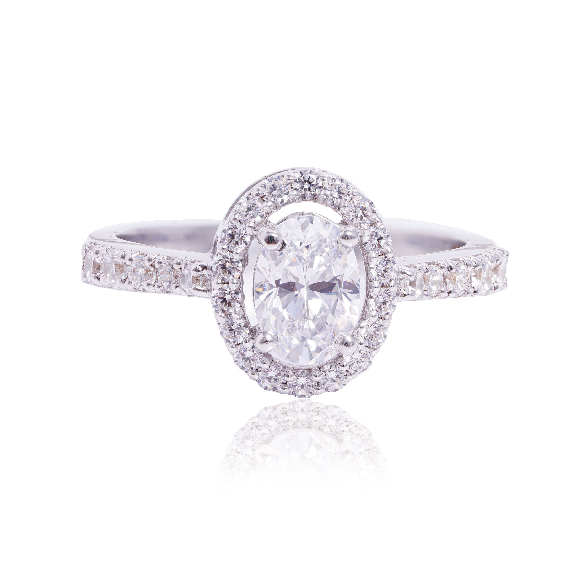 Oval Halo Solitaire Ring