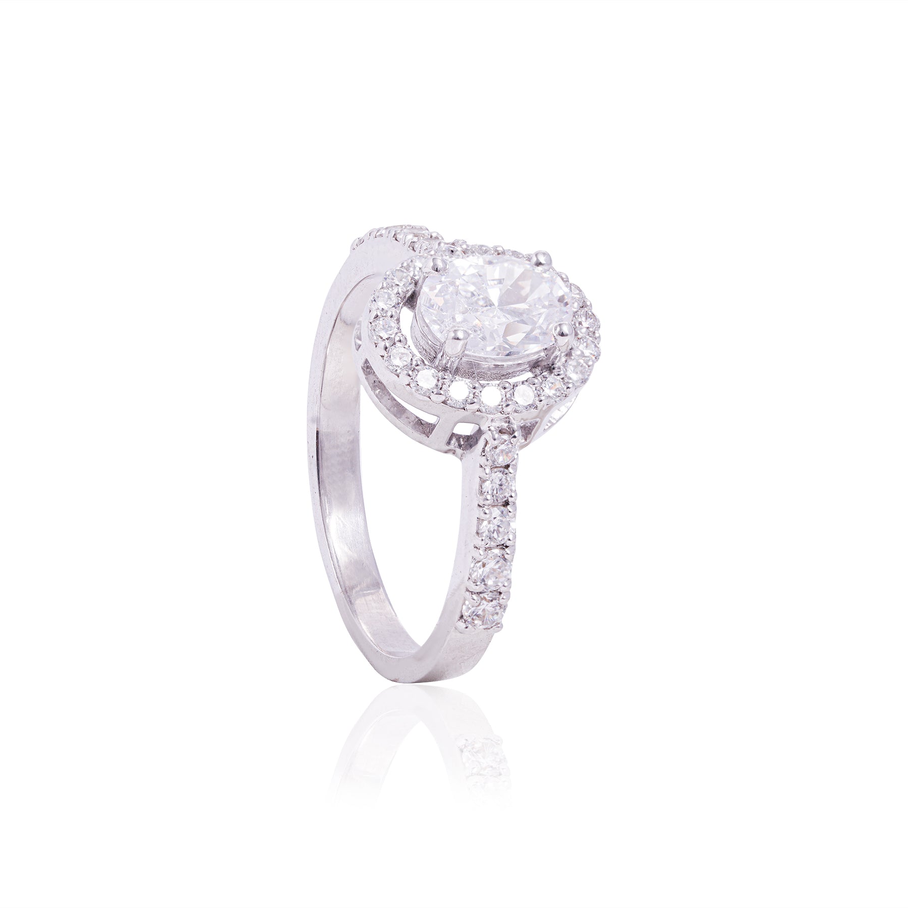 Oval Halo Solitaire Ring