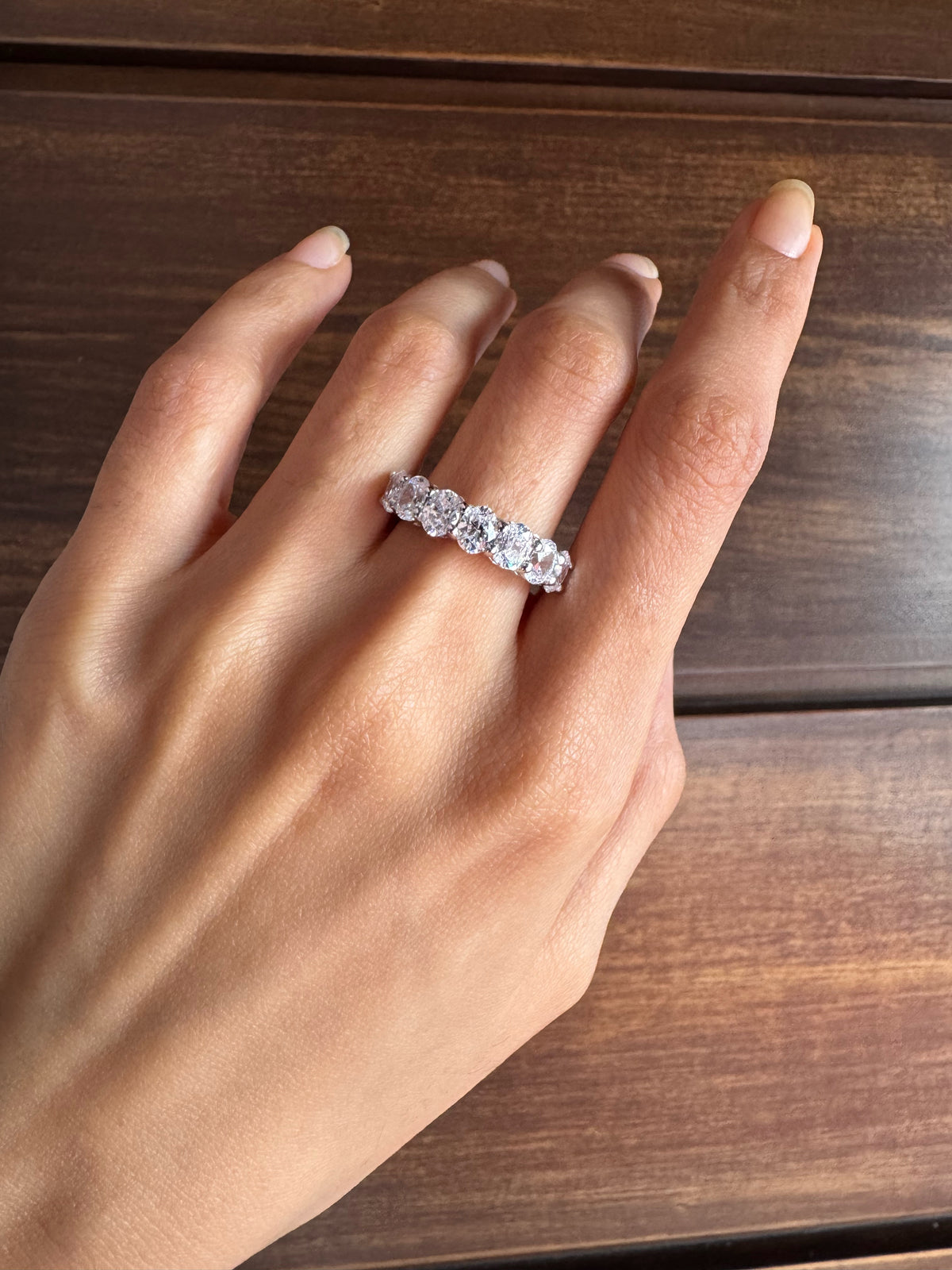 Oval Shape Half Eternity Band