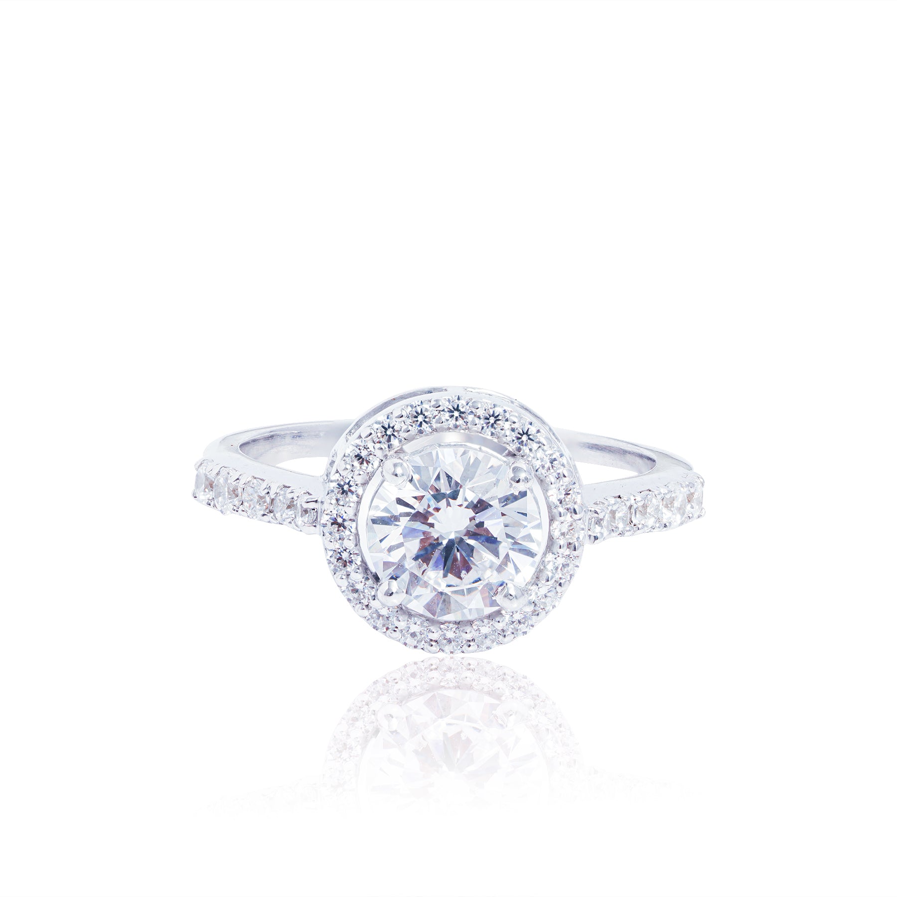 Round Halo Solitaire Ring