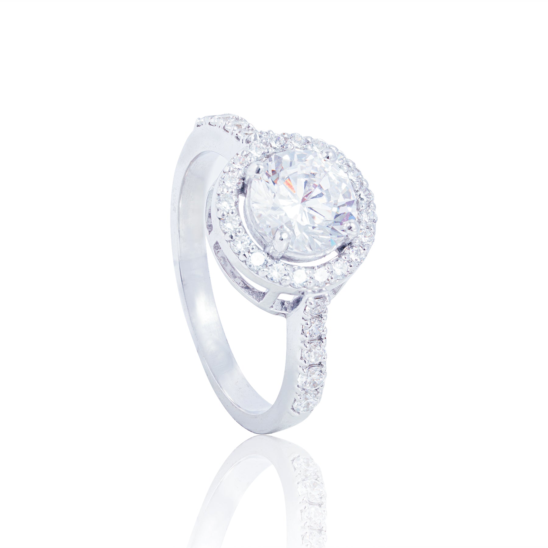 Round Halo Solitaire Ring