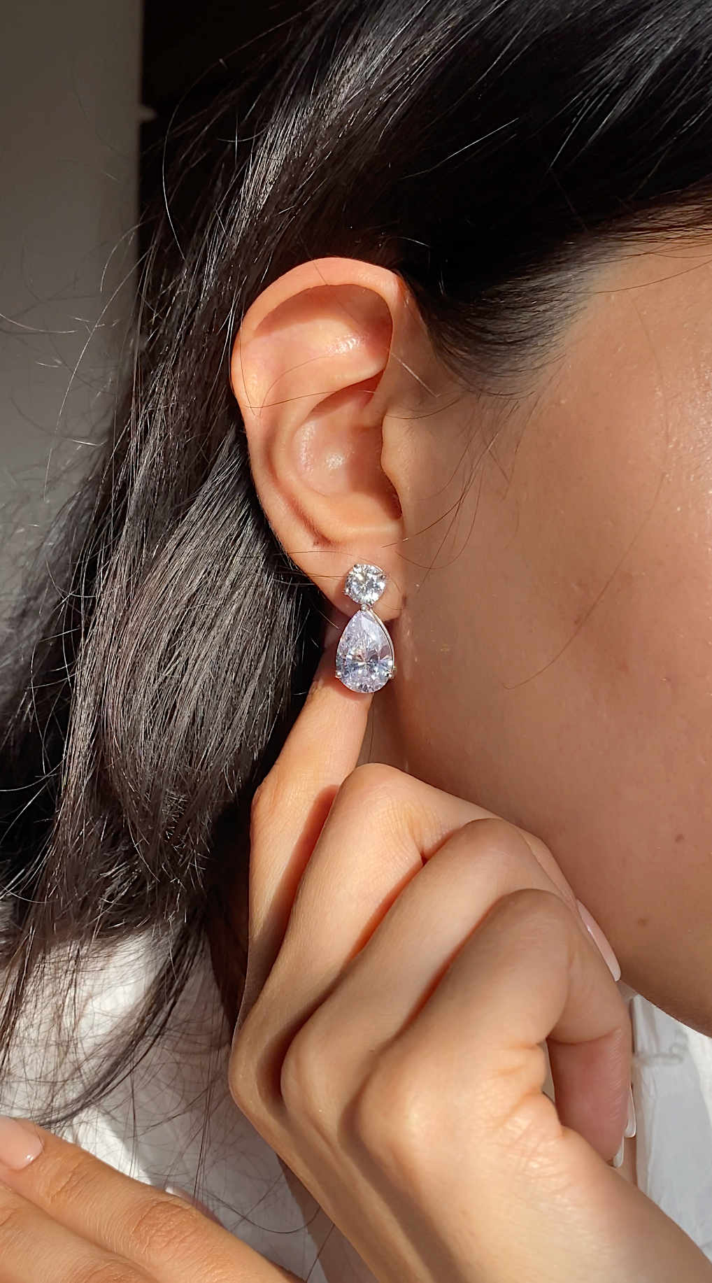 Solitaire Teardrop Earrings