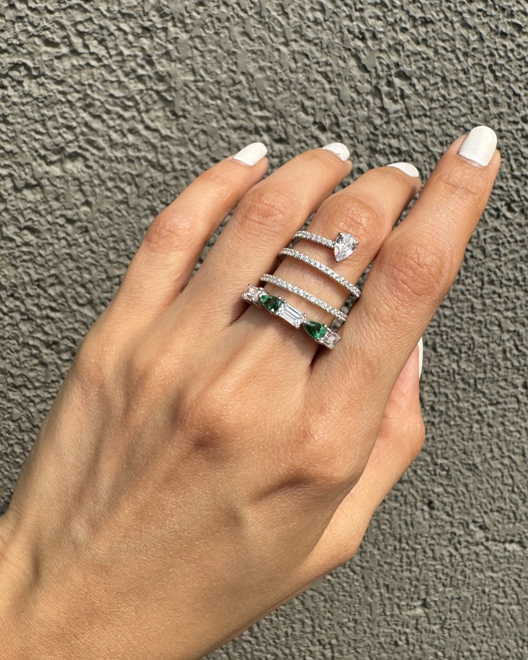 Tidal Emerald Wrap Ring