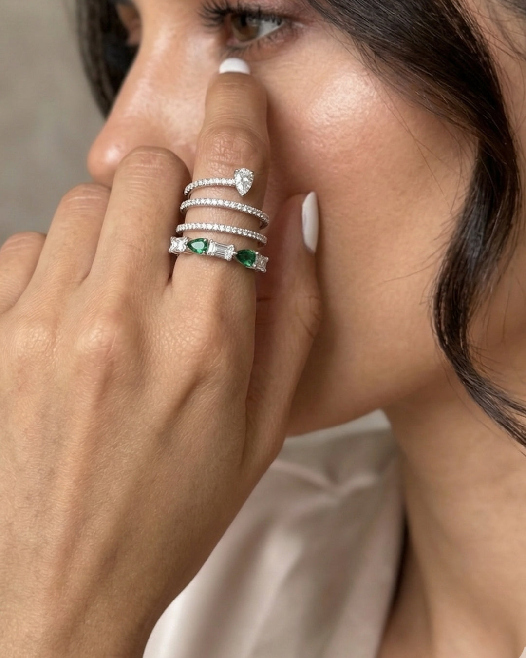 Tidal Emerald Wrap Ring