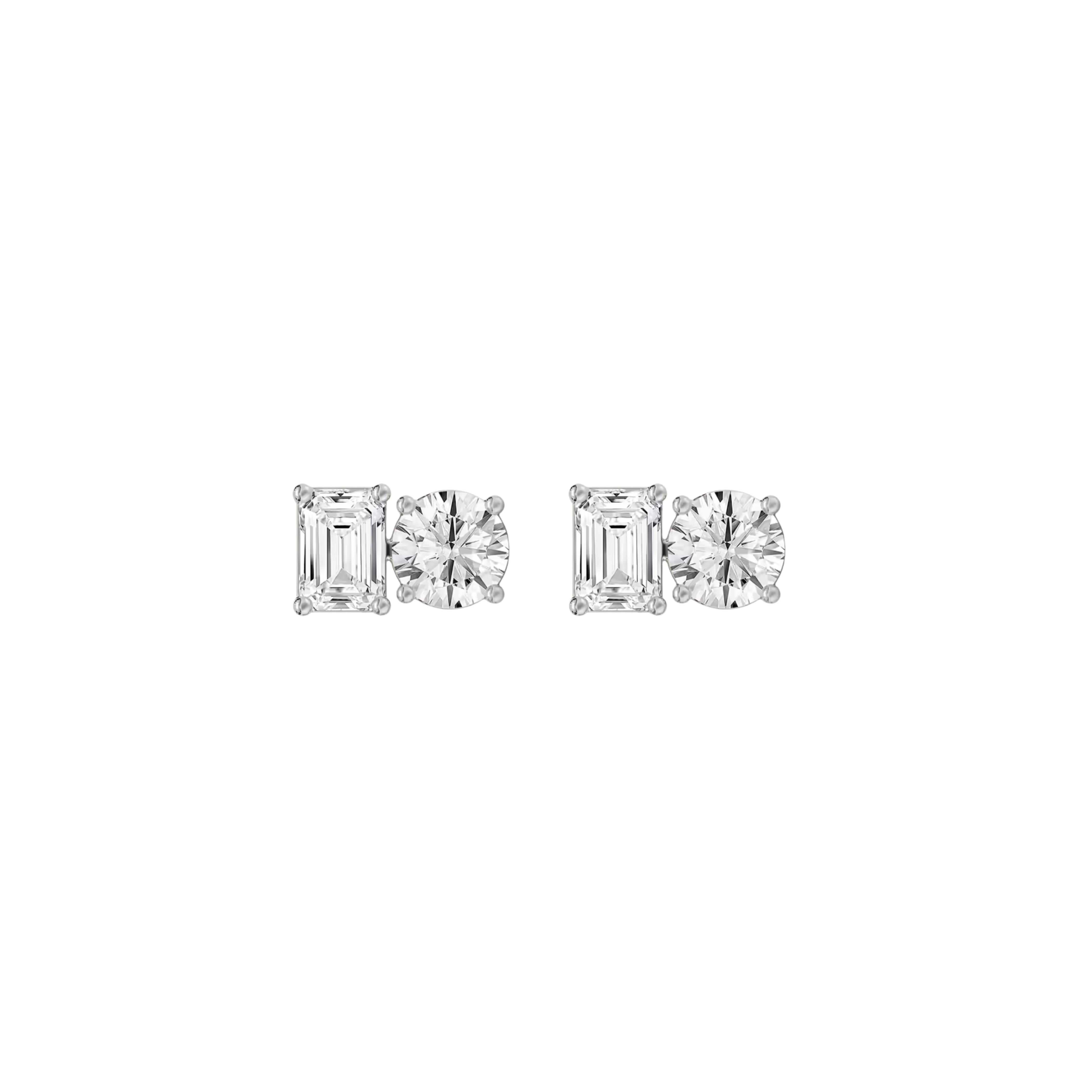 Emerald-Cut and Round Solitaire Studs