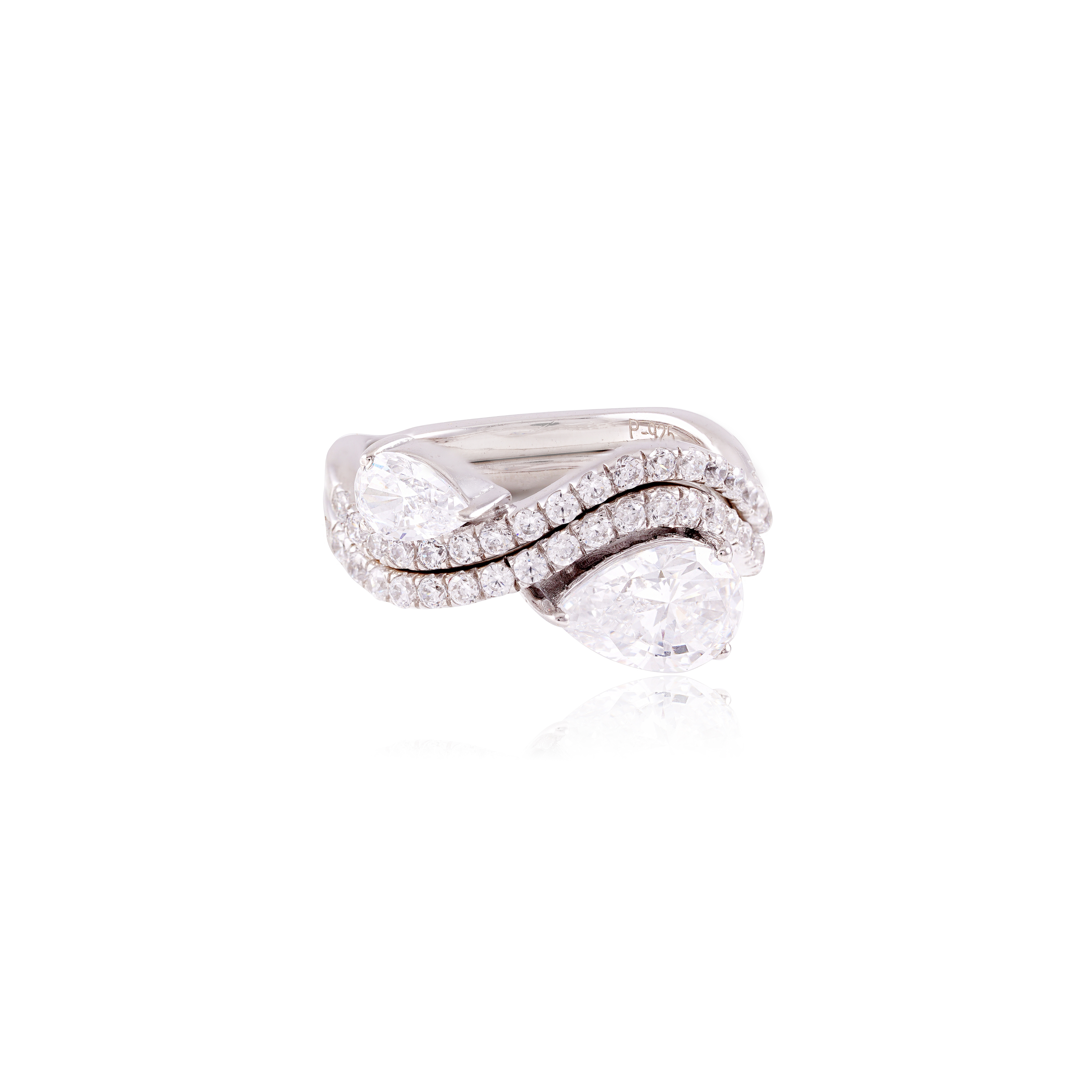 Luna Wave Pear Solitaire Ring